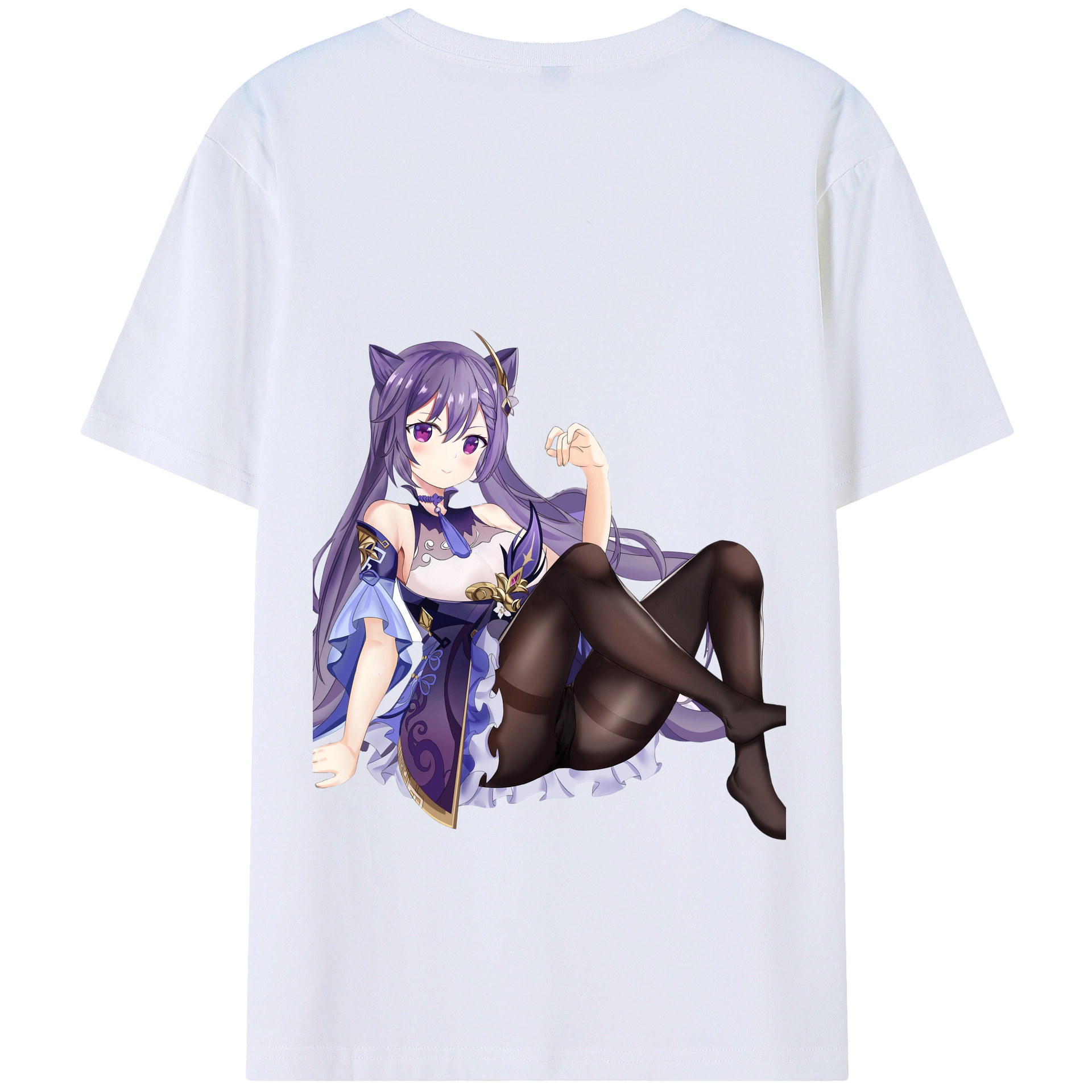 げんし神 刻晴 こくせい genshin Kokusei 綿100％ メンズ半袖Tシャツ（バックプリント） 通気性