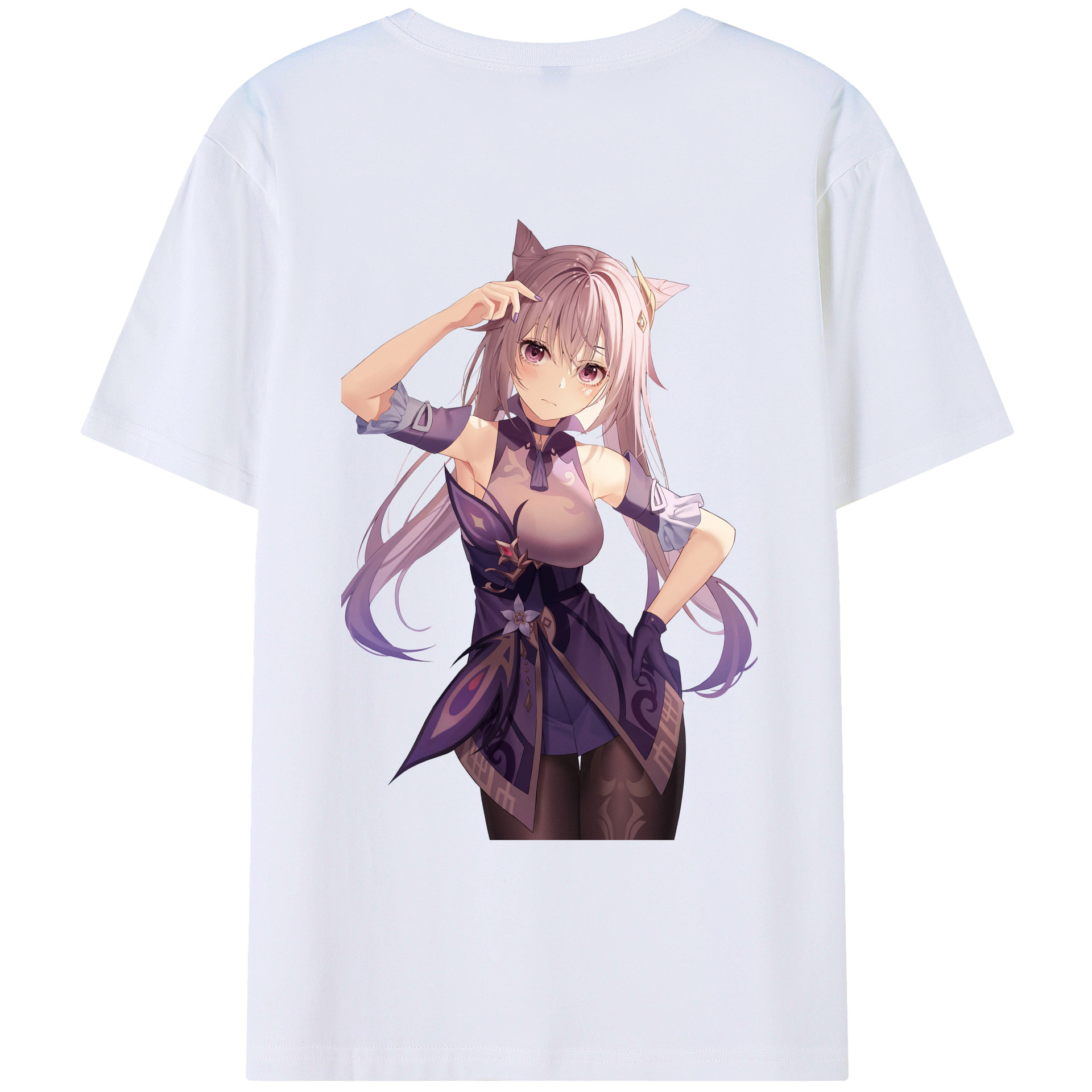 げんし神 刻晴 こくせい genshin Kokusei 綿100％ メンズ半袖Tシャツ（バックプリント） 通気性