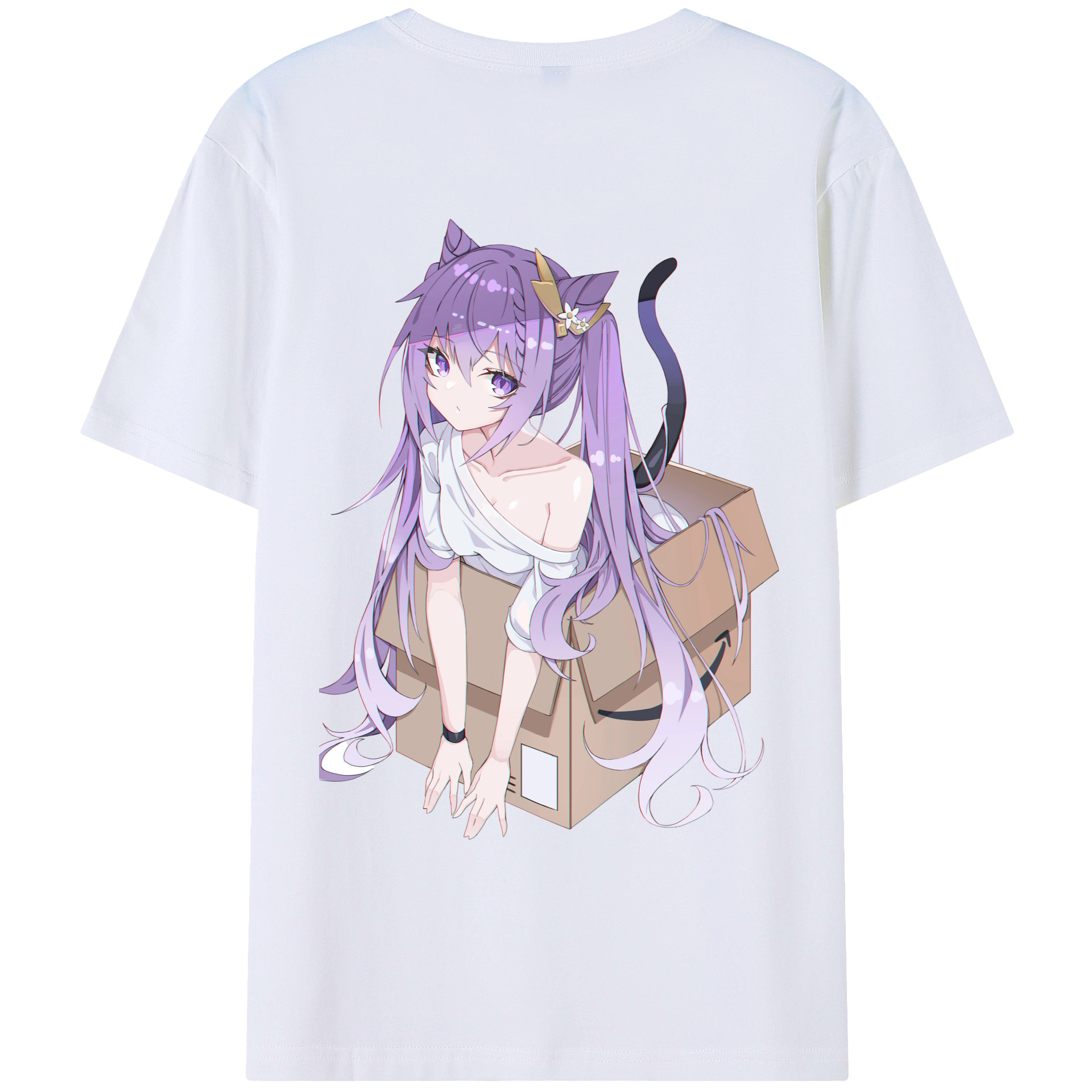 げんし神 刻晴 こくせい genshin Kokusei 綿100％ メンズ半袖Tシャツ（バックプリント） 通気性