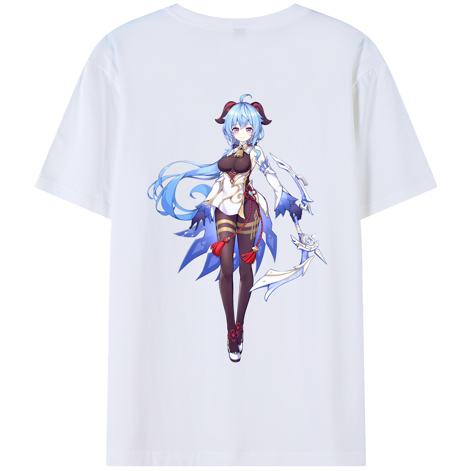 げんし神 甘雨 かんう genshin Ganyu 綿100％ メンズ半袖Tシャツ（バックプリント） 通気性
