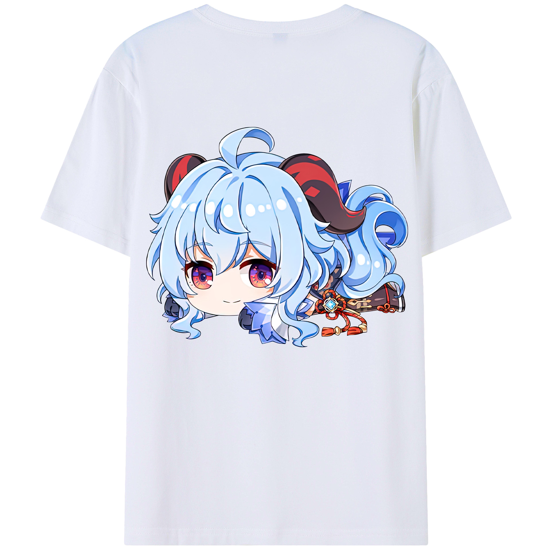 げんし神 甘雨 かんう genshin Ganyu 綿100％ メンズ半袖Tシャツ（バックプリント） 通気性