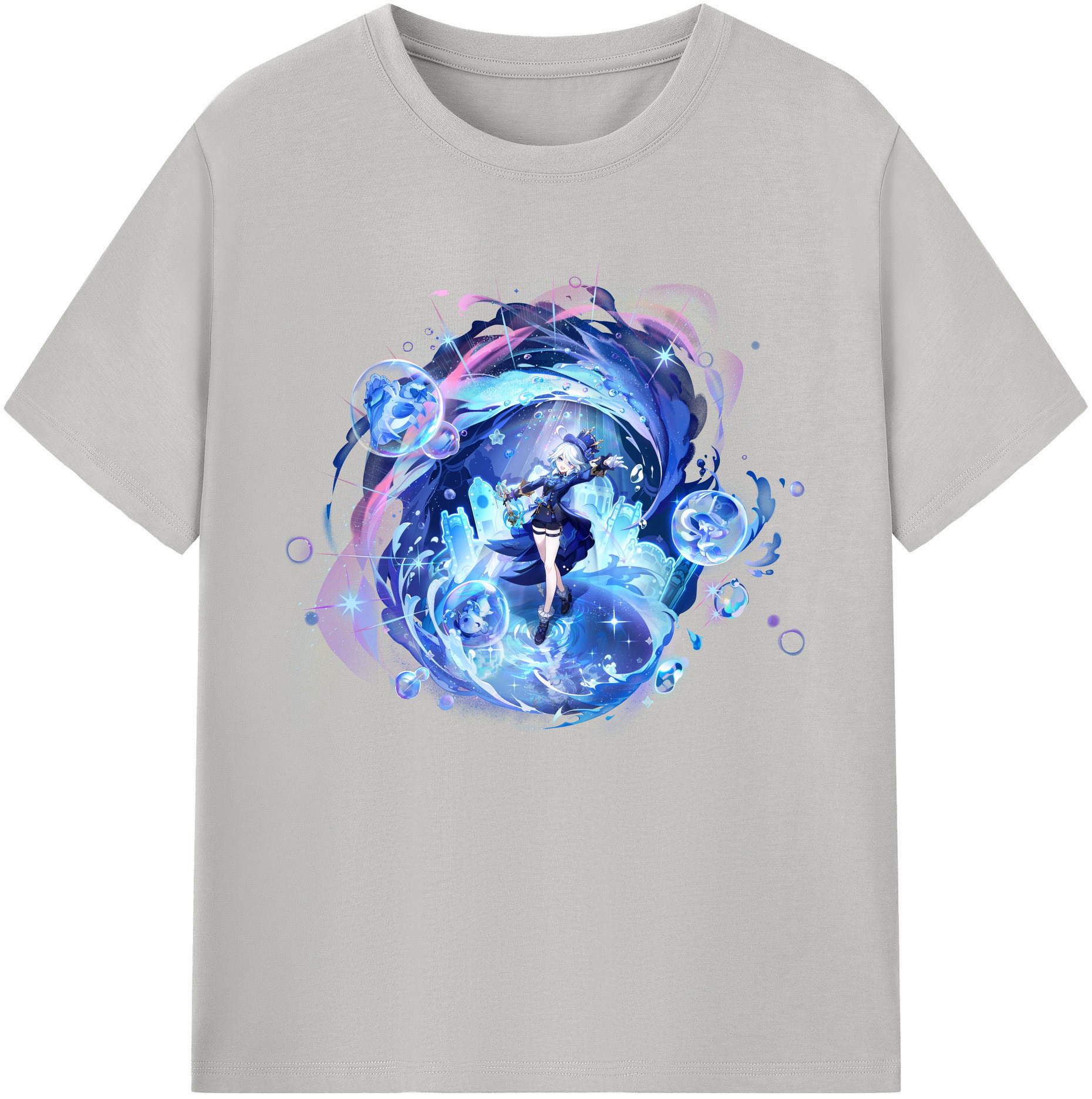 げんし神 フリーナ genshin Furina 綿100％ メンズ半袖Tシャツ｜肌触りやわらか＆通気性