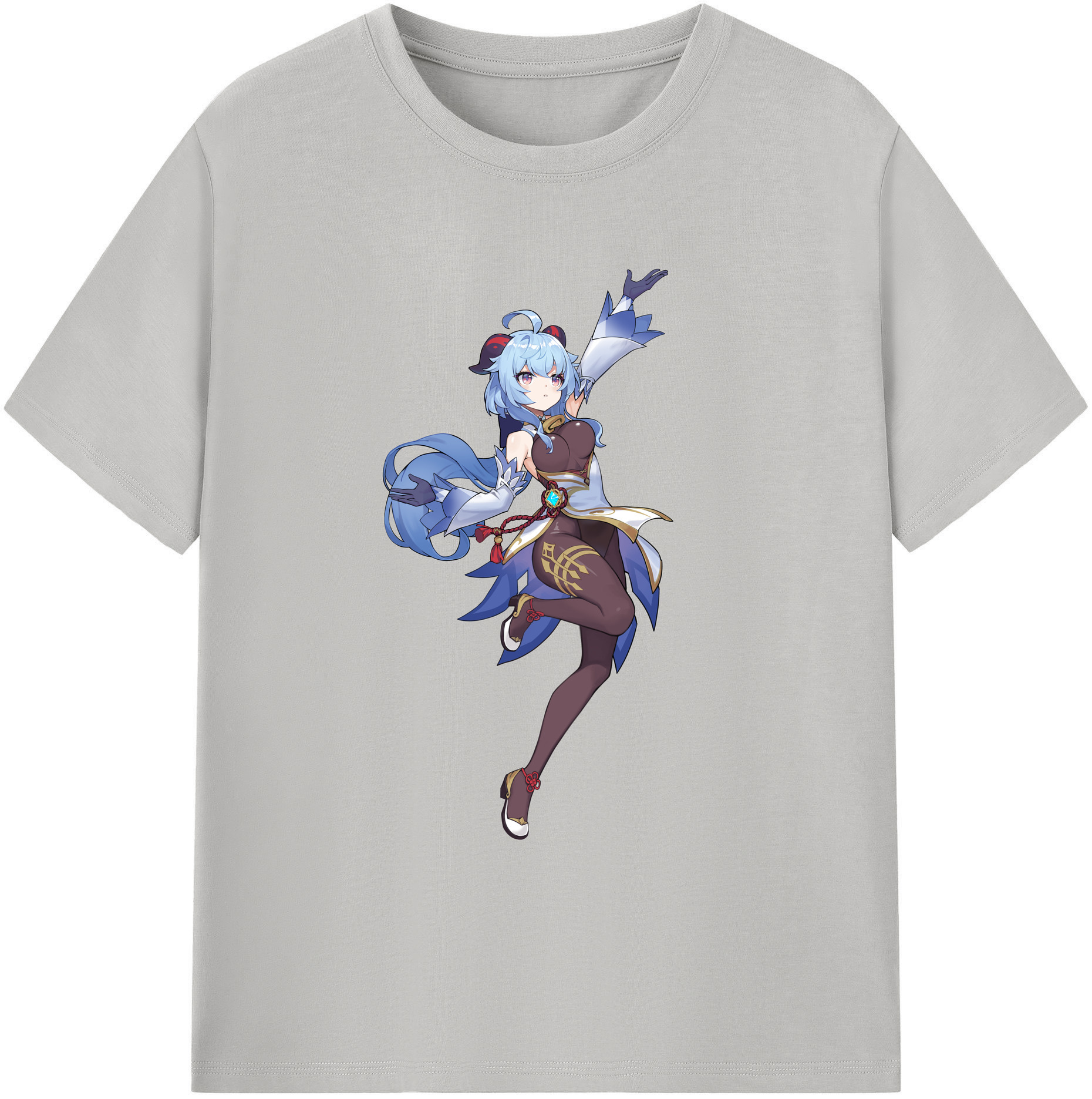 げんし神 甘雨 かんう genshin Ganyu 綿100％ メンズ半袖Tシャツ｜肌触りやわらか＆通気性