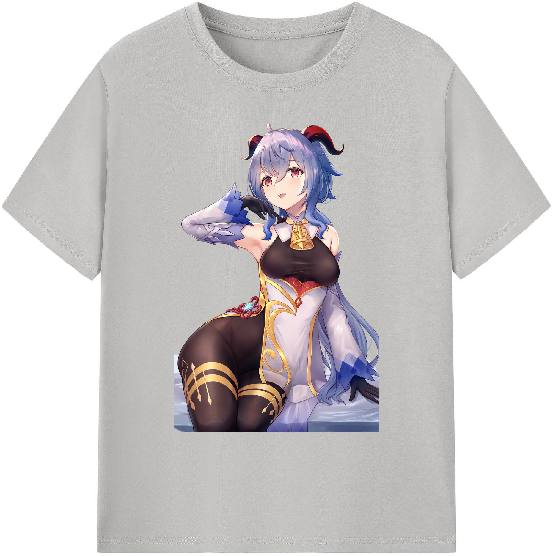 げんし神 甘雨 かんう genshin Ganyu 綿100％ メンズ半袖Tシャツ｜肌触りやわらか＆通気性
