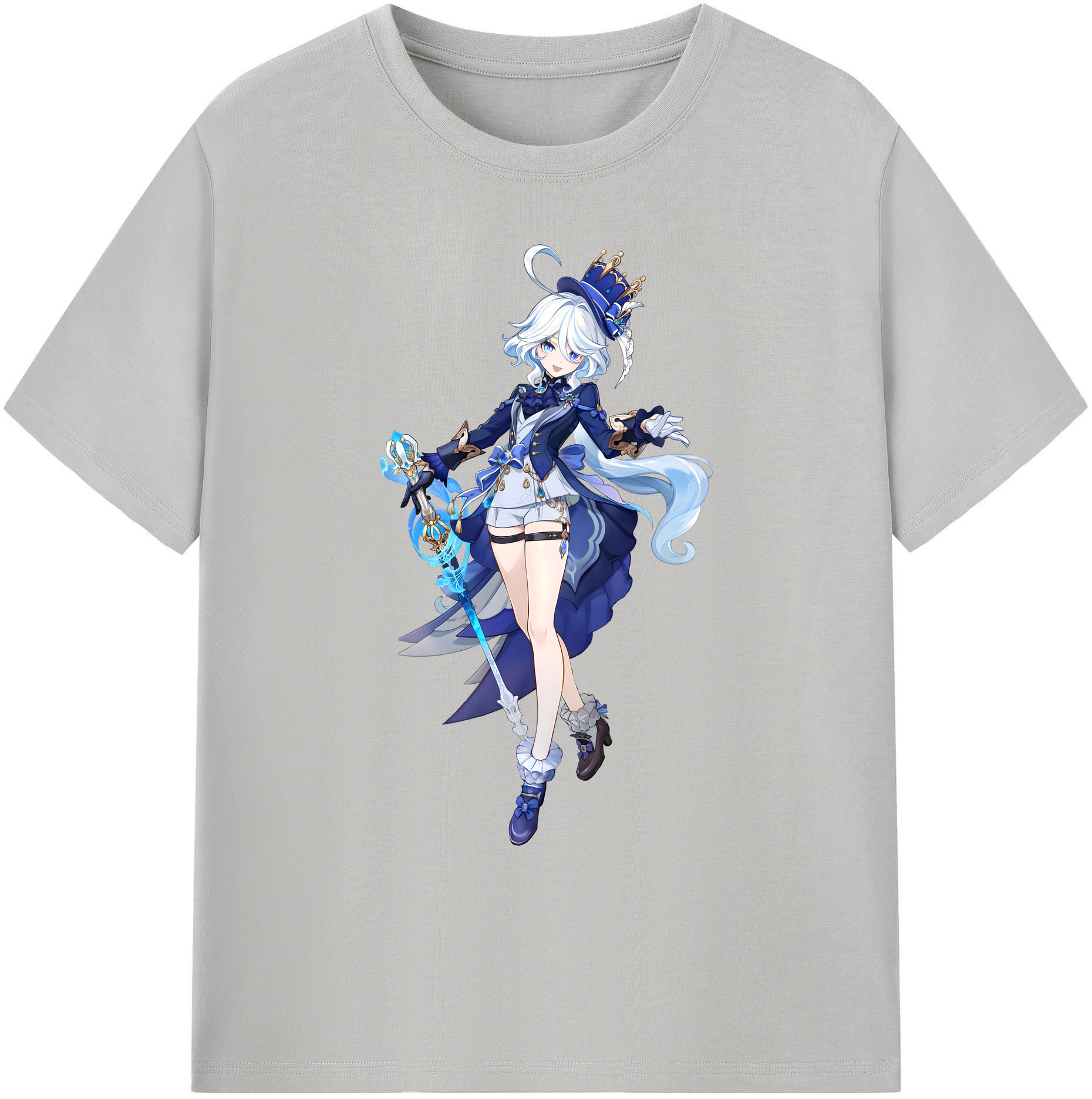 げんし神 フリーナ genshin Furina 綿100％ メンズ半袖Tシャツ｜肌触りやわらか＆通気性