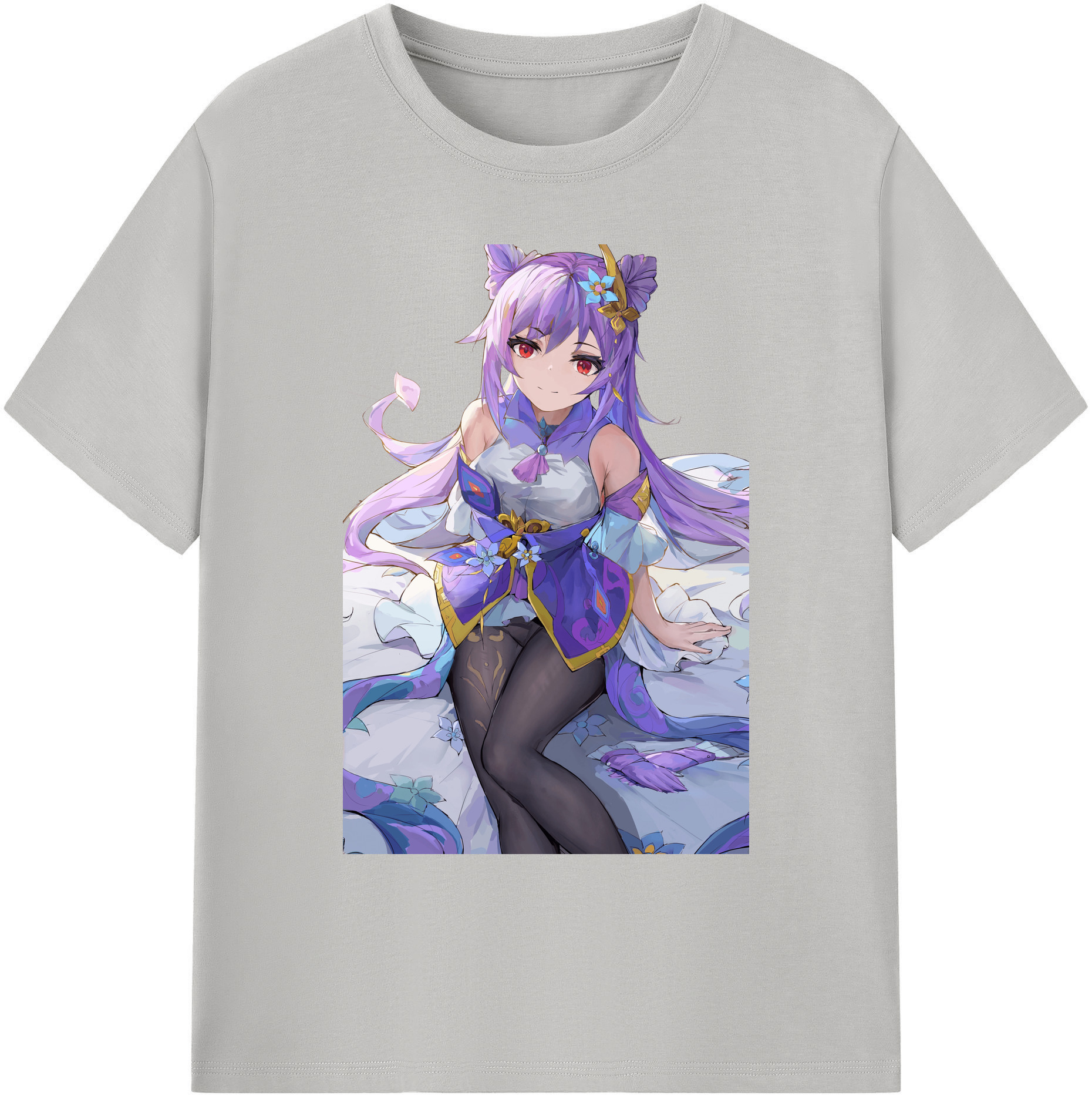 げんし神 刻晴 こくせい genshin Kokusei 綿100％ メンズ半袖Tシャツ｜肌触りやわらか＆通気性