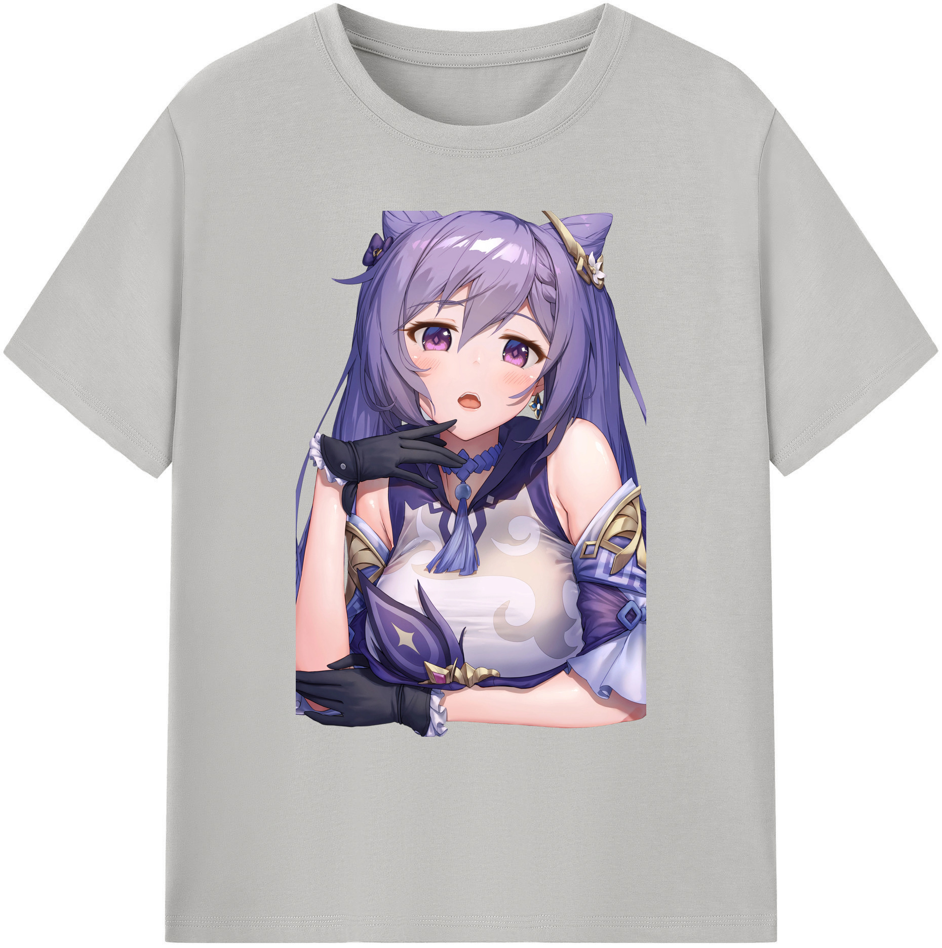げんし神 刻晴 こくせい genshin Kokusei 綿100％ メンズ半袖Tシャツ｜肌触りやわらか＆通気性