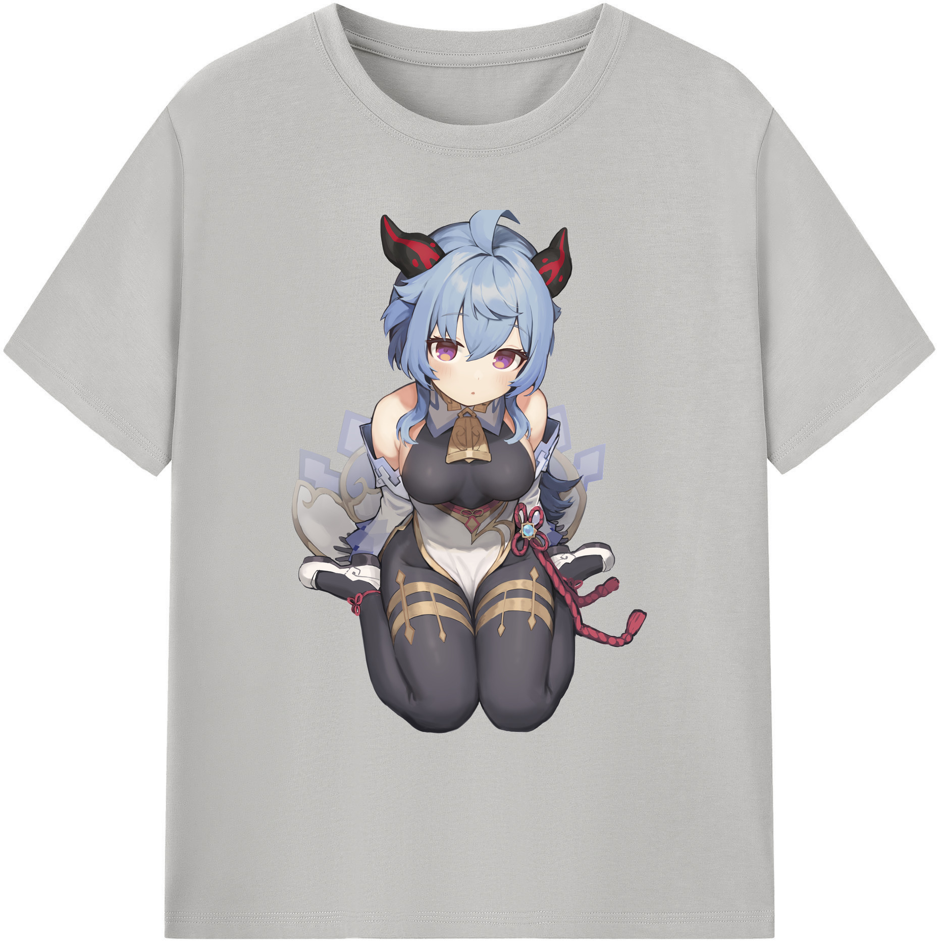げんし神 甘雨 かんう genshin Ganyu 綿100％ メンズ半袖Tシャツ｜肌触りやわらか＆通気性