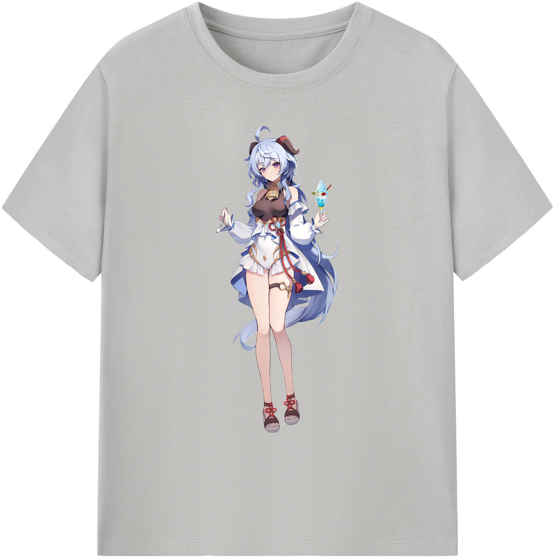 げんし神 甘雨 かんう genshin Ganyu 綿100％ メンズ半袖Tシャツ｜肌触りやわらか＆通気性