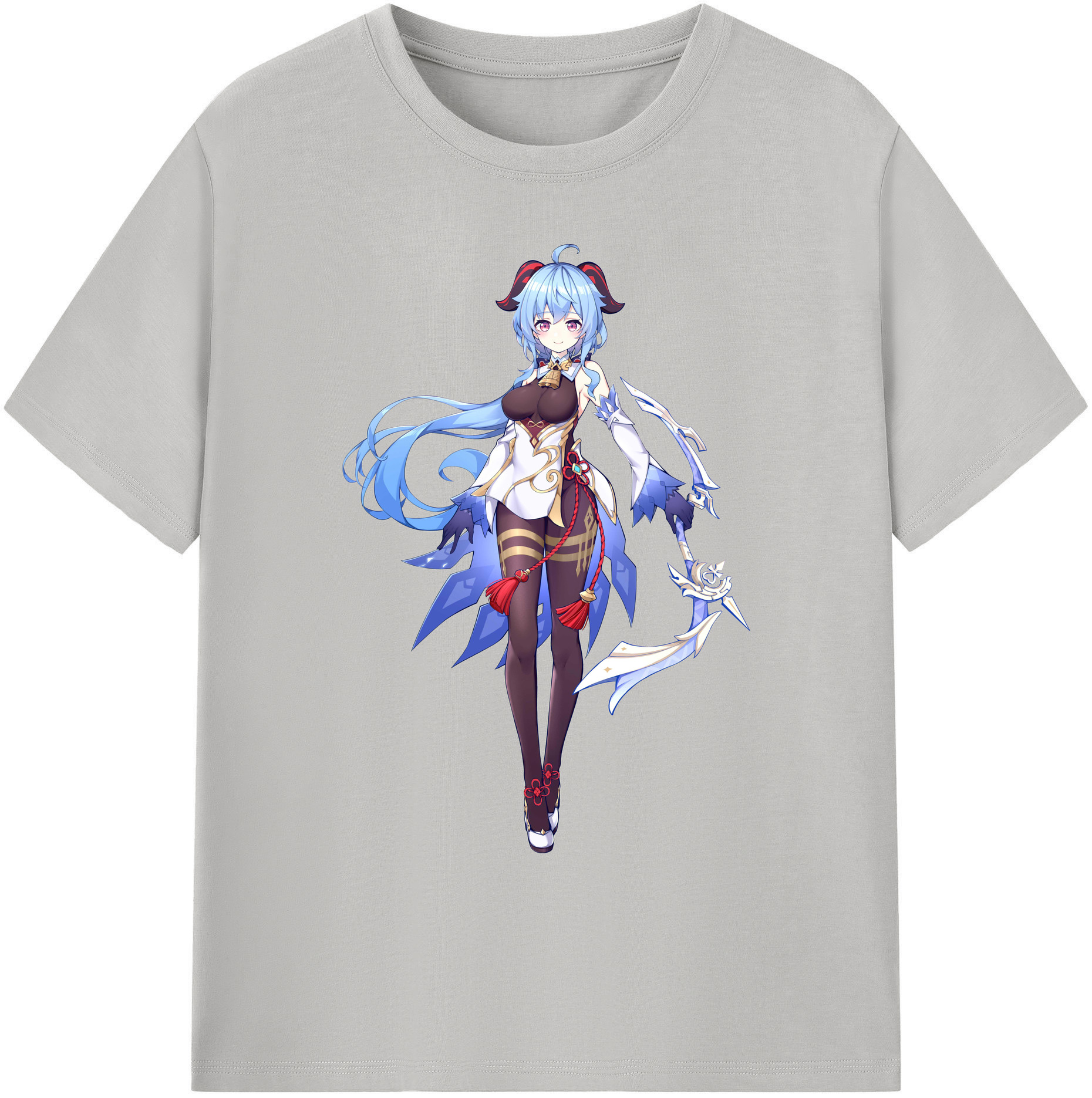 げんし神 甘雨 かんう genshin Ganyu 綿100％ メンズ半袖Tシャツ｜肌触りやわらか＆通気性