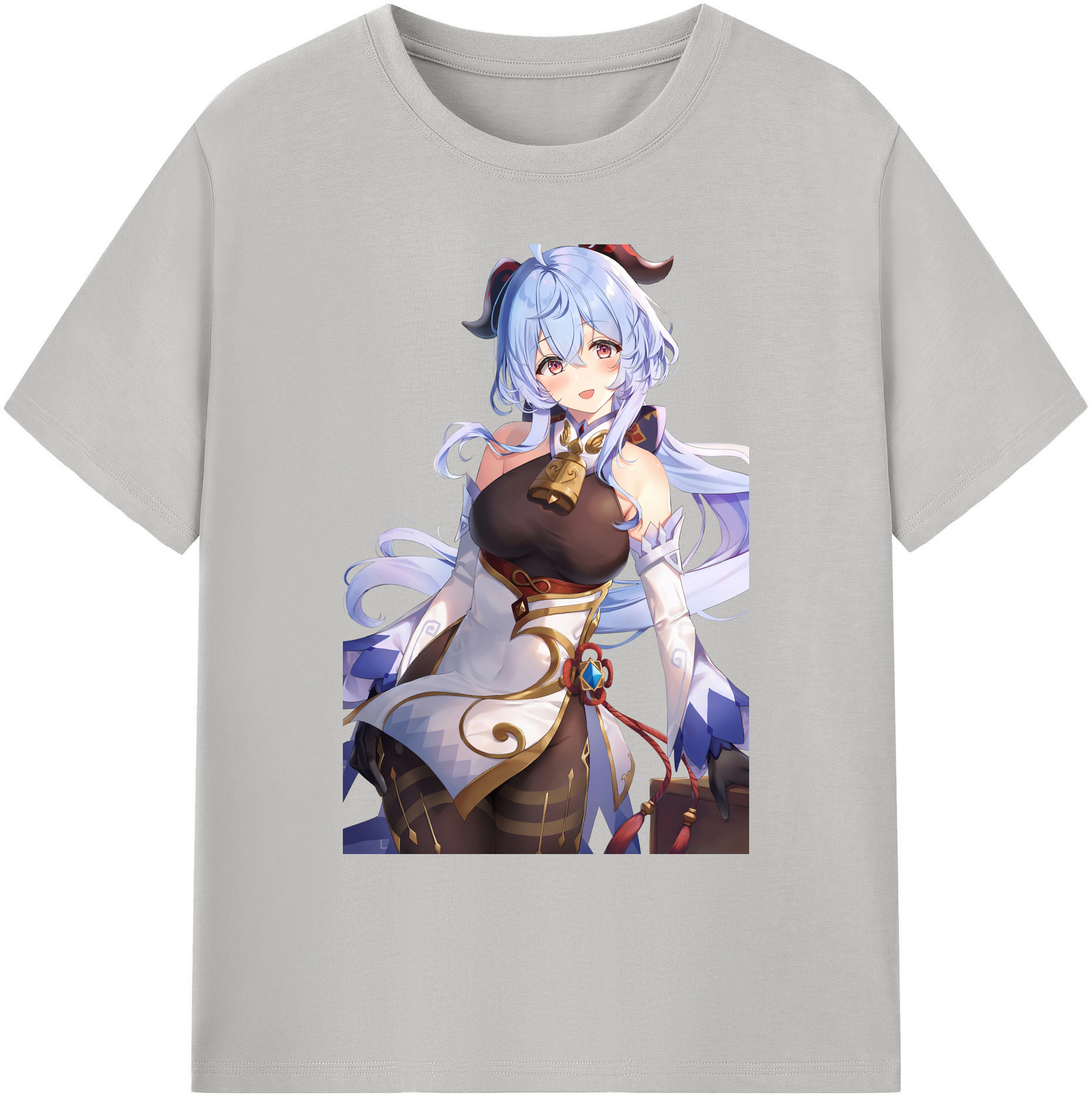 げんし神 甘雨 かんう genshin Ganyu 綿100％ メンズ半袖Tシャツ｜肌触りやわらか＆通気性