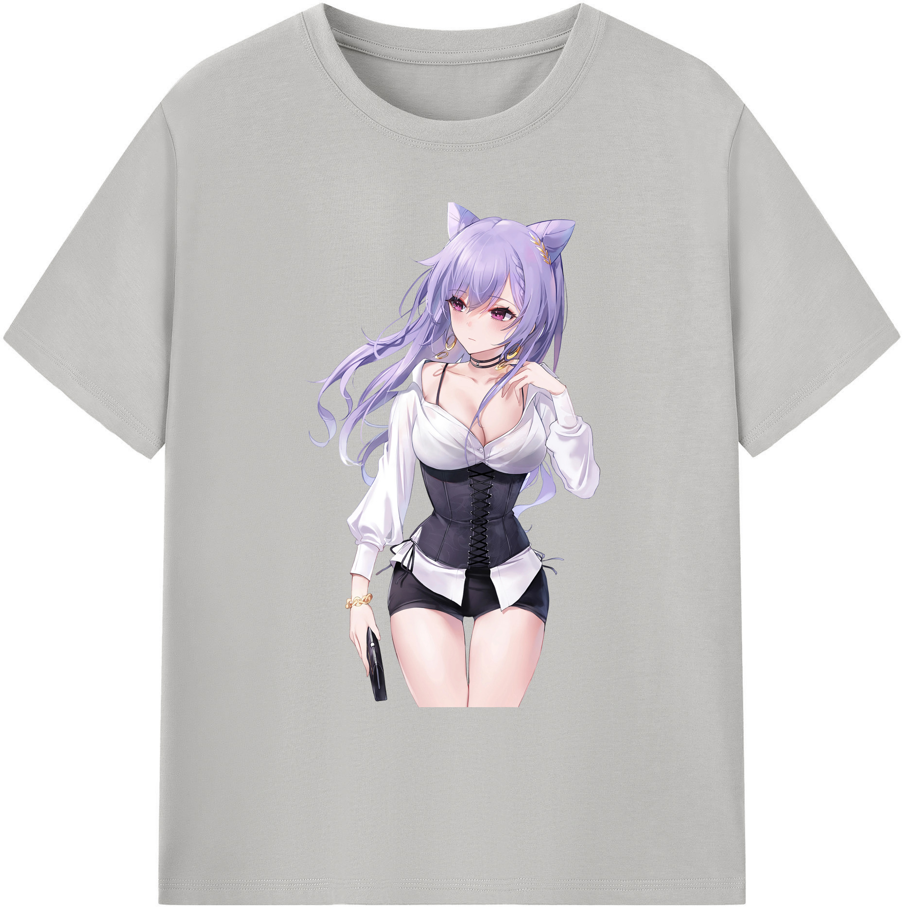 げんし神 刻晴 こくせい genshin Kokusei 綿100％ メンズ半袖Tシャツ｜肌触りやわらか＆通気性