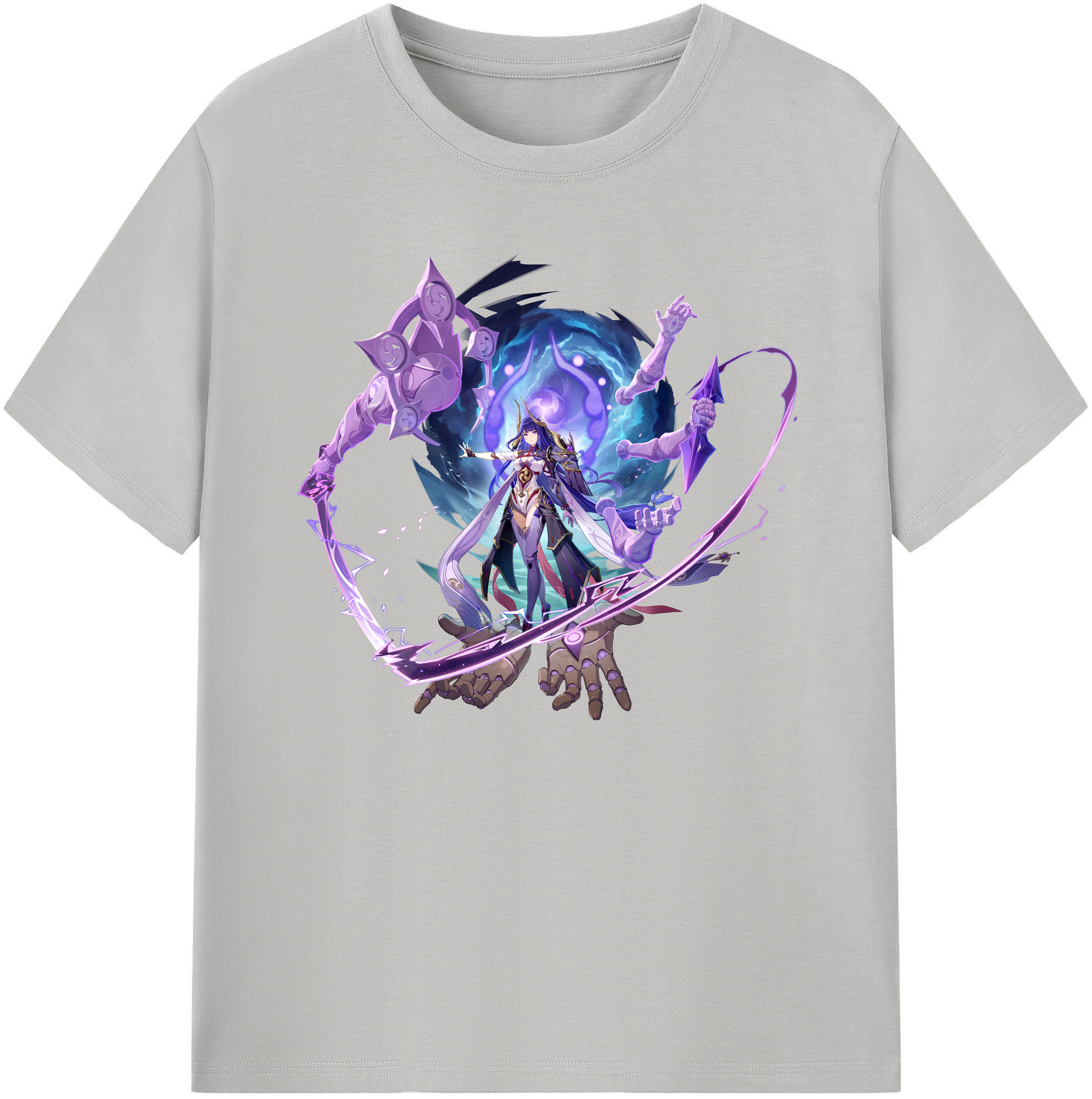 げんし神 雷電将軍 らいでんしょうぐん genshin Raiden Shogun 綿100％ メンズ半袖Tシャツ｜肌触りやわらか＆通気性