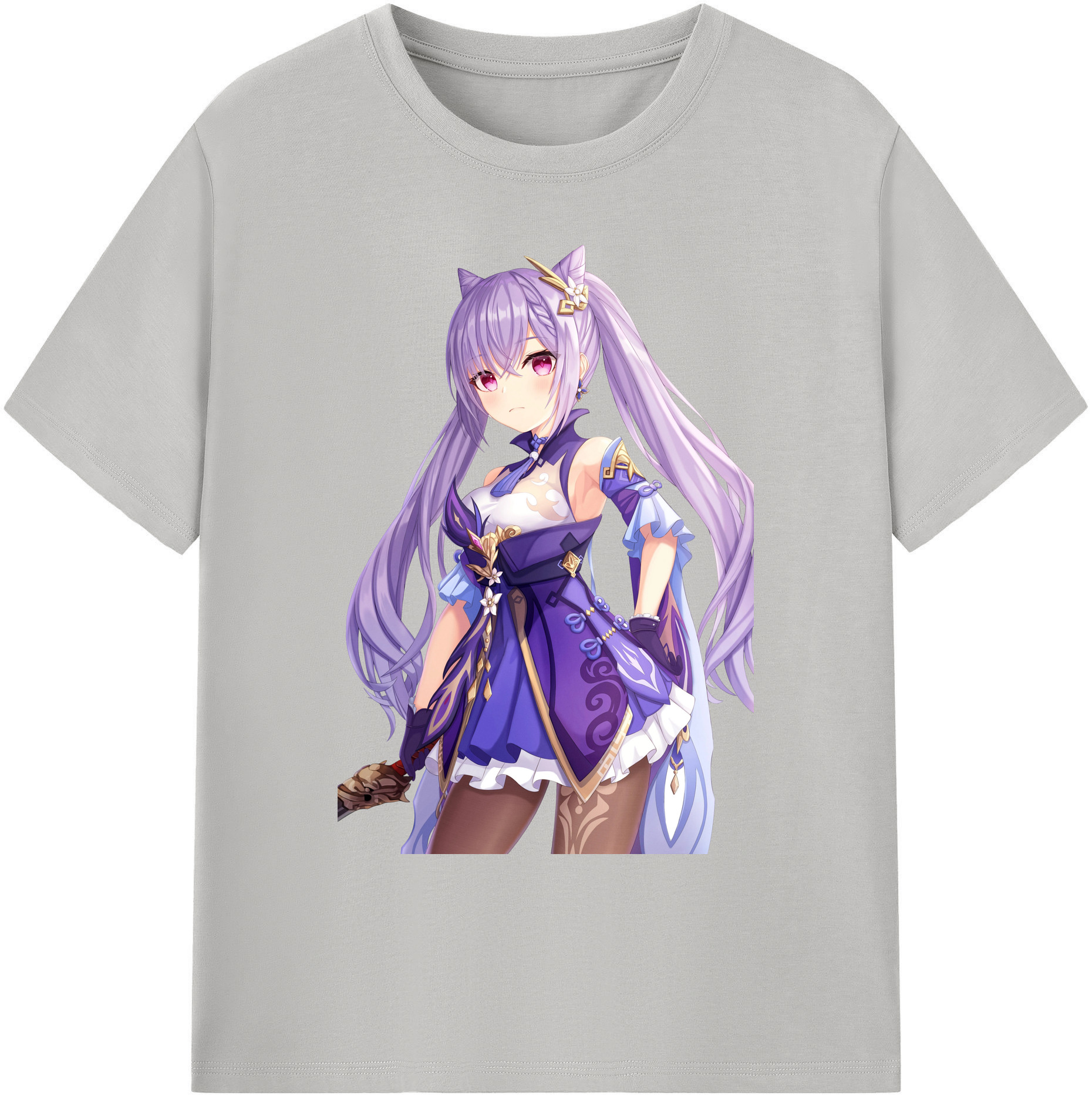 げんし神 刻晴 こくせい genshin Kokusei 綿100％ メンズ半袖Tシャツ｜肌触りやわらか＆通気性