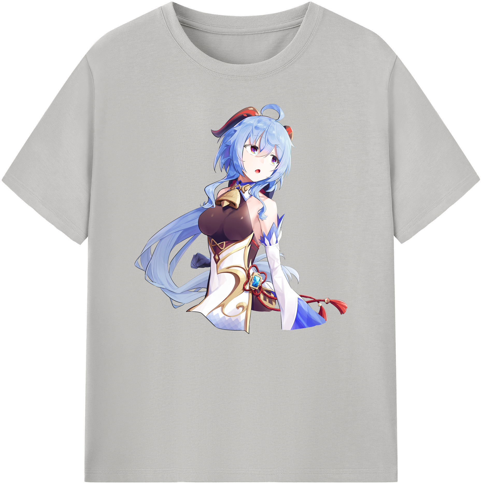 げんし神 甘雨 かんう genshin Ganyu 綿100％ メンズ半袖Tシャツ｜肌触りやわらか＆通気性