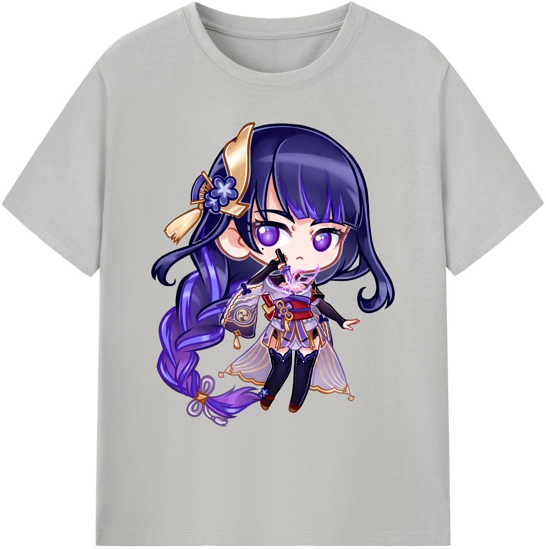 げんし神 雷電将軍 らいでんしょうぐん genshin Raiden Shogun 綿100％ メンズ半袖Tシャツ｜肌触りやわらか＆通気性