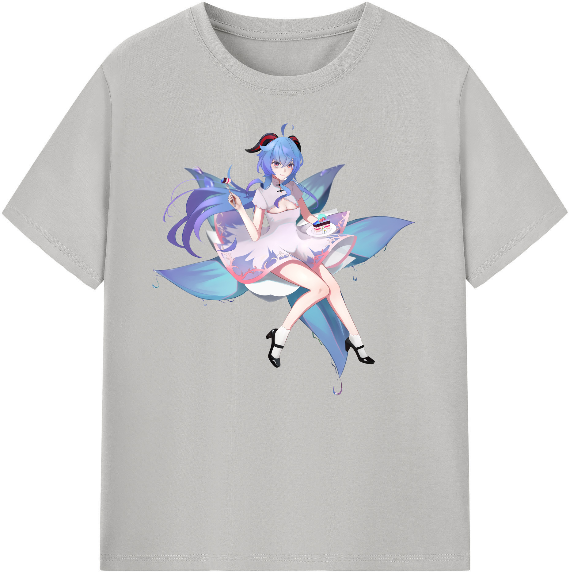 げんし神 甘雨 かんう genshin Ganyu 綿100％ メンズ半袖Tシャツ｜肌触りやわらか＆通気性