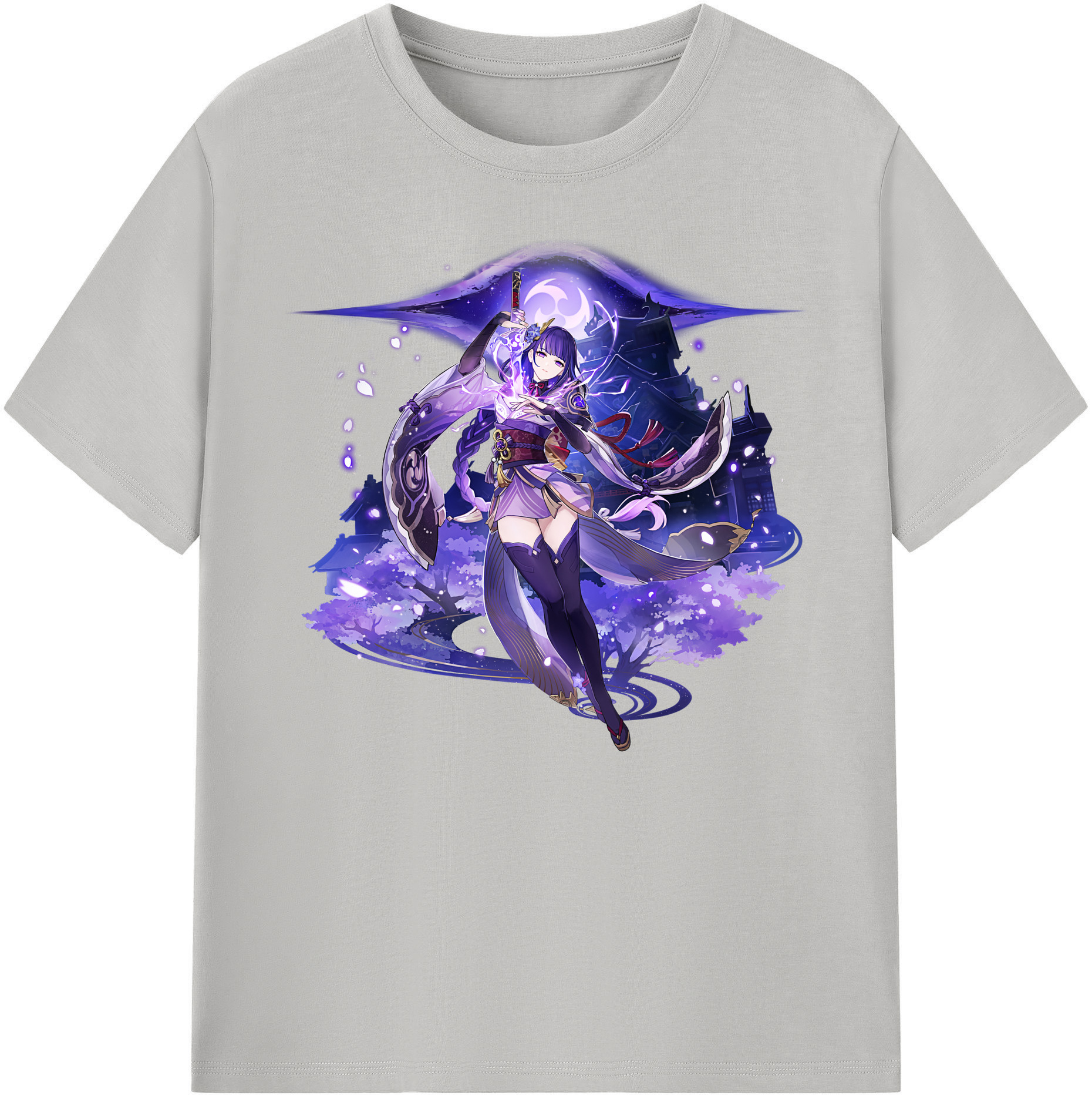げんし神 雷電将軍 らいでんしょうぐん genshin Raiden Shogun 綿100％ メンズ半袖Tシャツ｜肌触りやわらか＆通気性