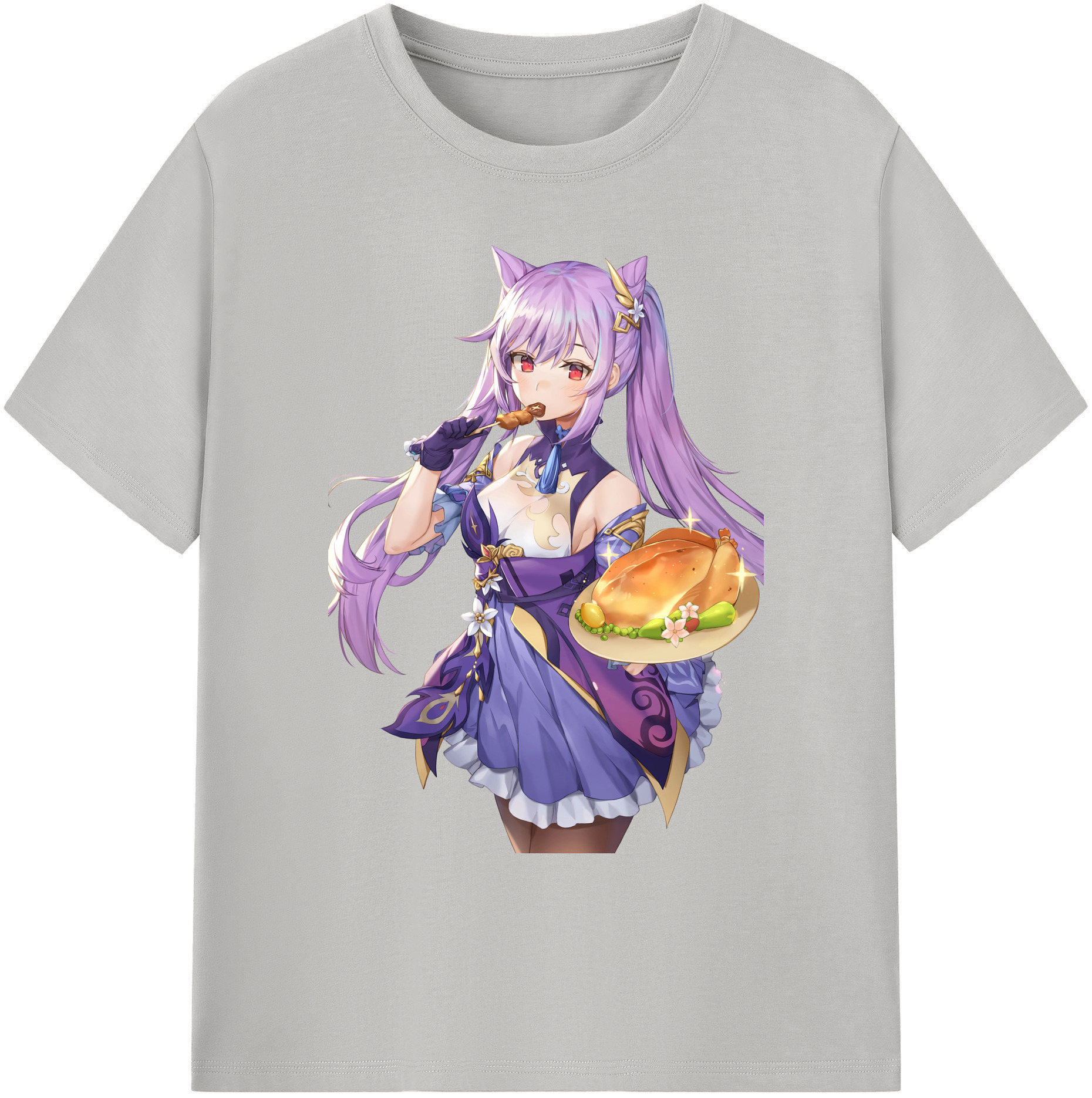 げんし神 刻晴 こくせい genshin Kokusei 綿100％ メンズ半袖Tシャツ｜肌触りやわらか＆通気性