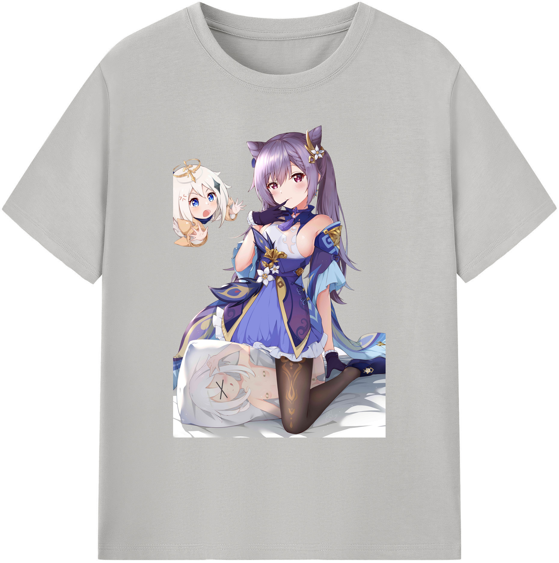 げんし神 刻晴 こくせい genshin Kokusei 綿100％ メンズ半袖Tシャツ｜肌触りやわらか＆通気性