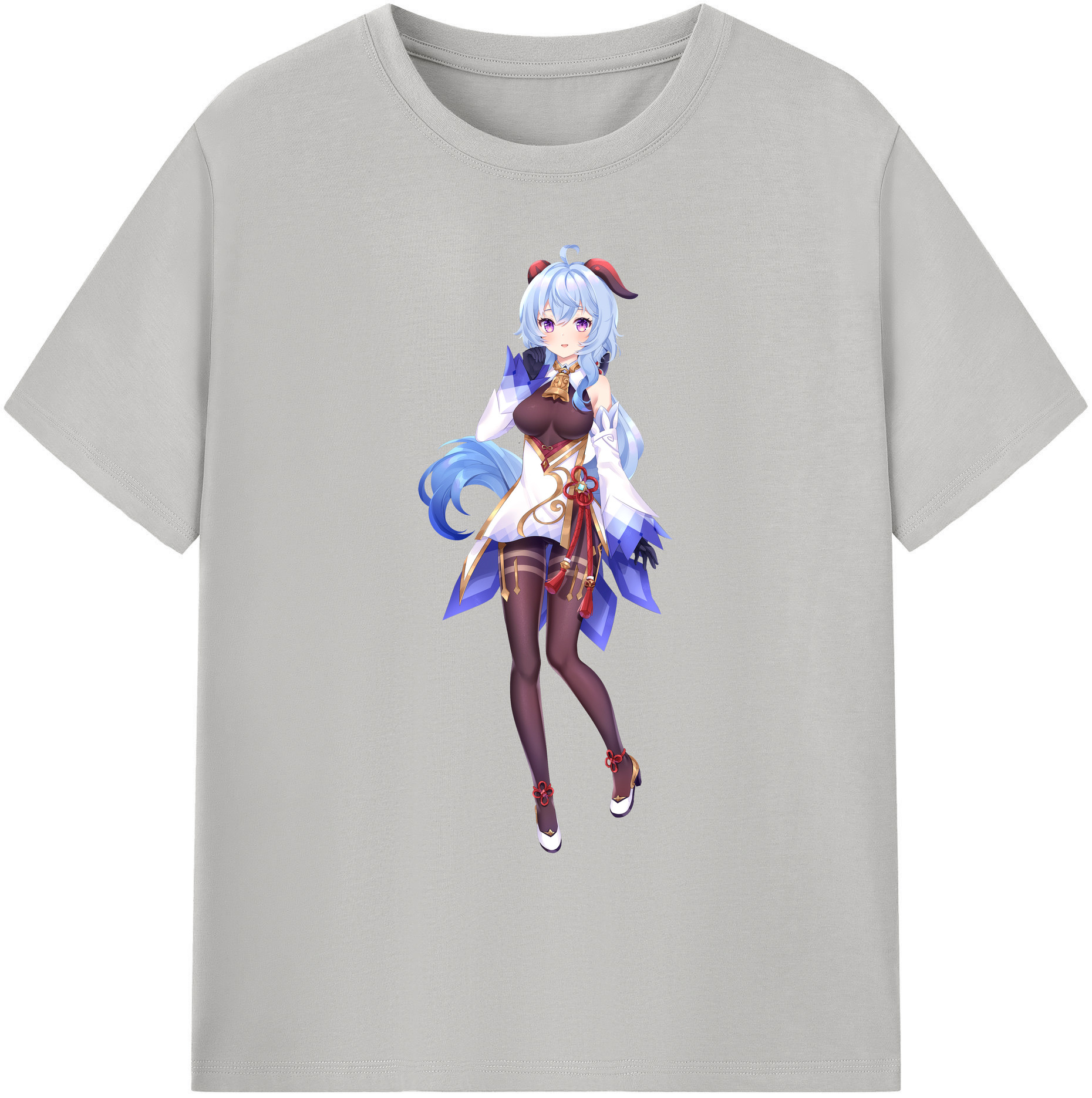 げんし神 甘雨 かんう genshin Ganyu 綿100％ メンズ半袖Tシャツ｜肌触りやわらか＆通気性