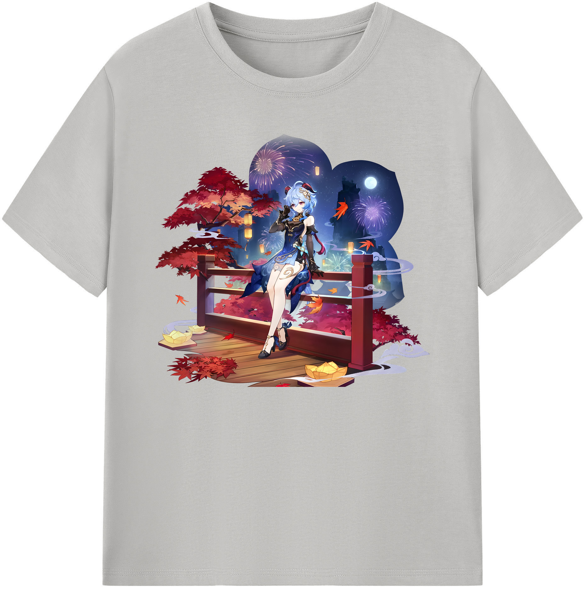 げんし神 甘雨 かんう genshin Ganyu 綿100％ メンズ半袖Tシャツ｜肌触りやわらか＆通気性