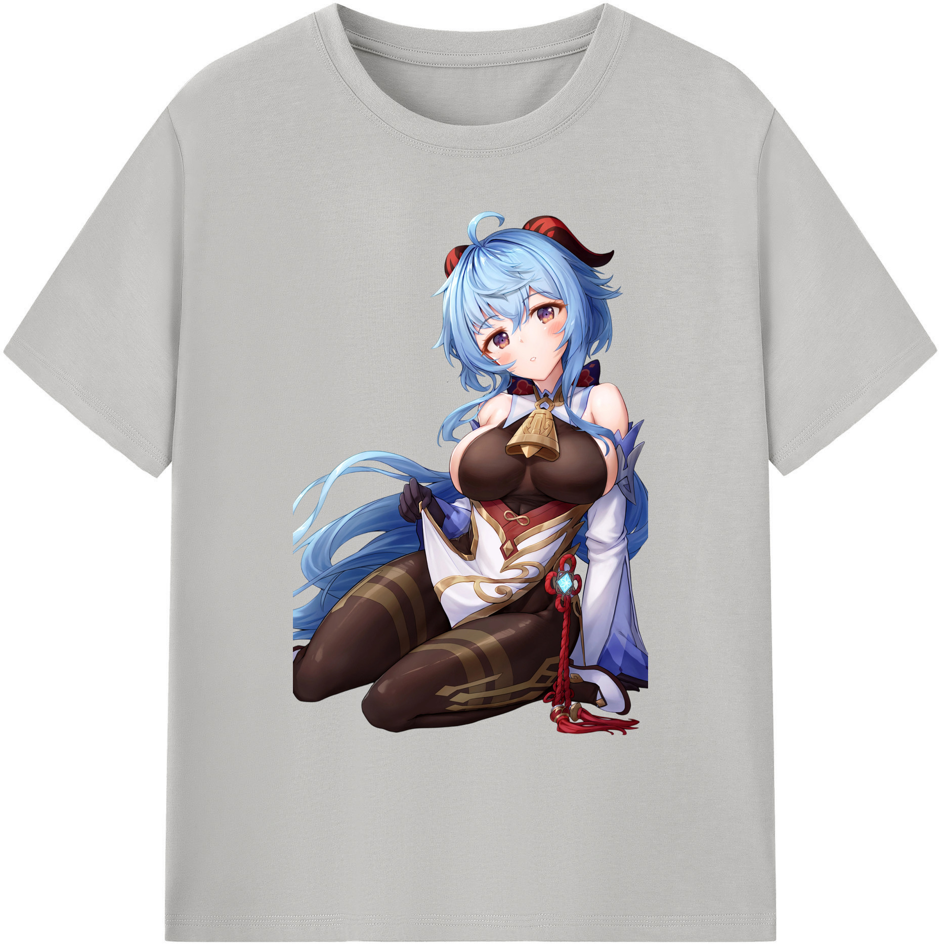 げんし神 甘雨 かんう genshin Ganyu 綿100％ メンズ半袖Tシャツ｜肌触りやわらか＆通気性