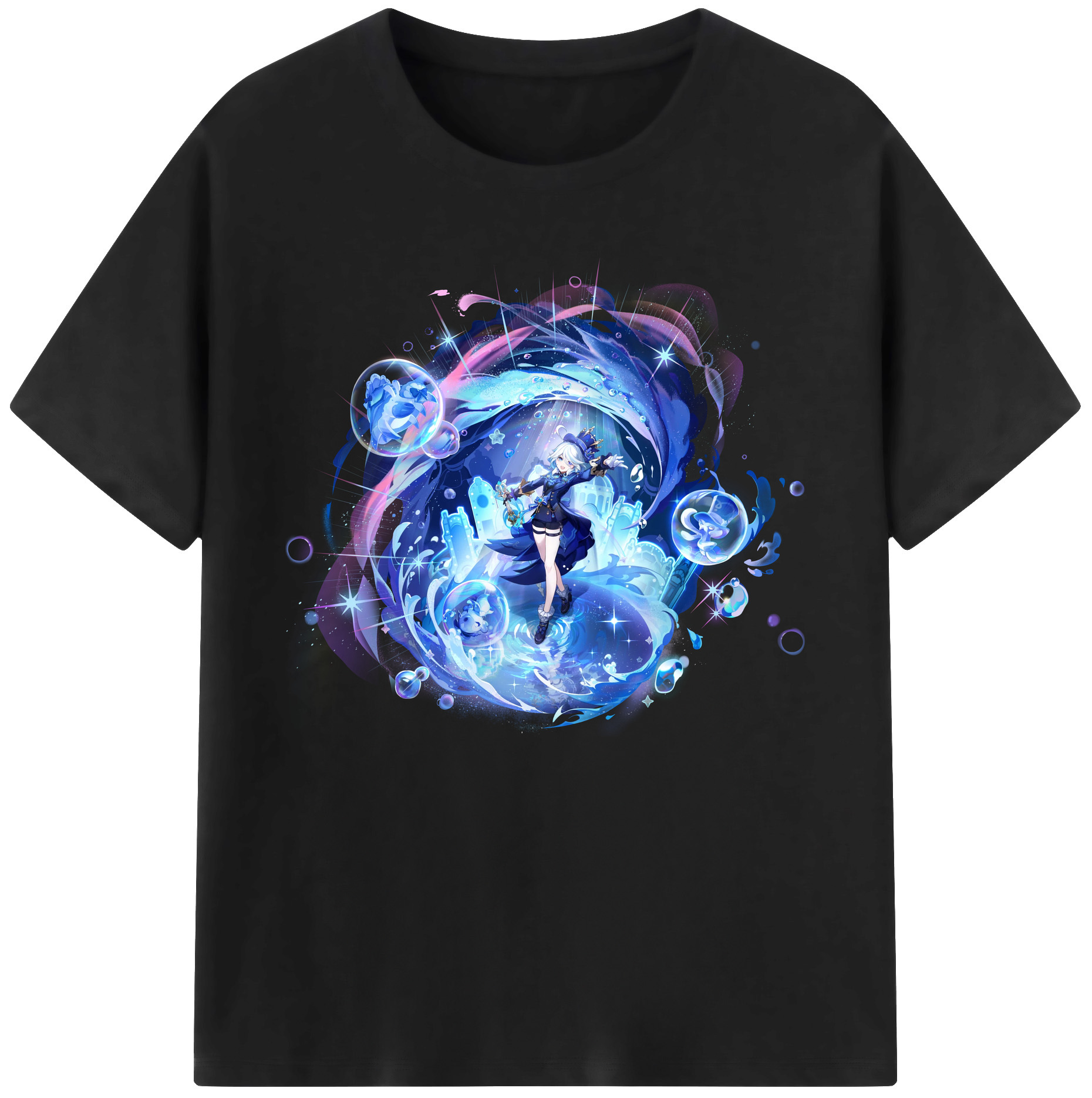 げんし神 フリーナ genshin Furina 綿100％ メンズ半袖Tシャツ｜肌触りやわらか＆通気性