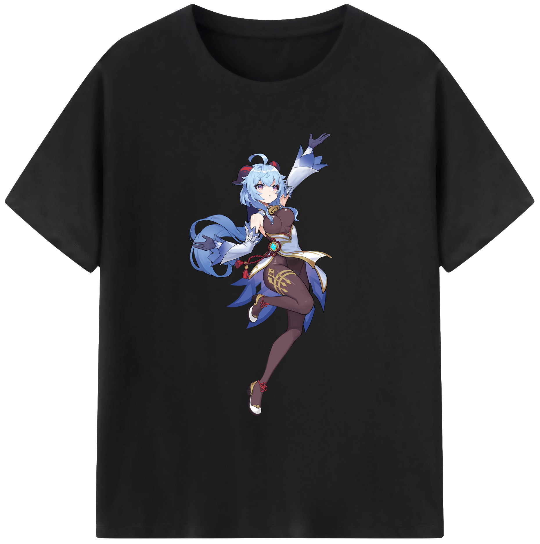 げんし神 甘雨 かんう genshin Ganyu 綿100％ メンズ半袖Tシャツ｜肌触りやわらか＆通気性