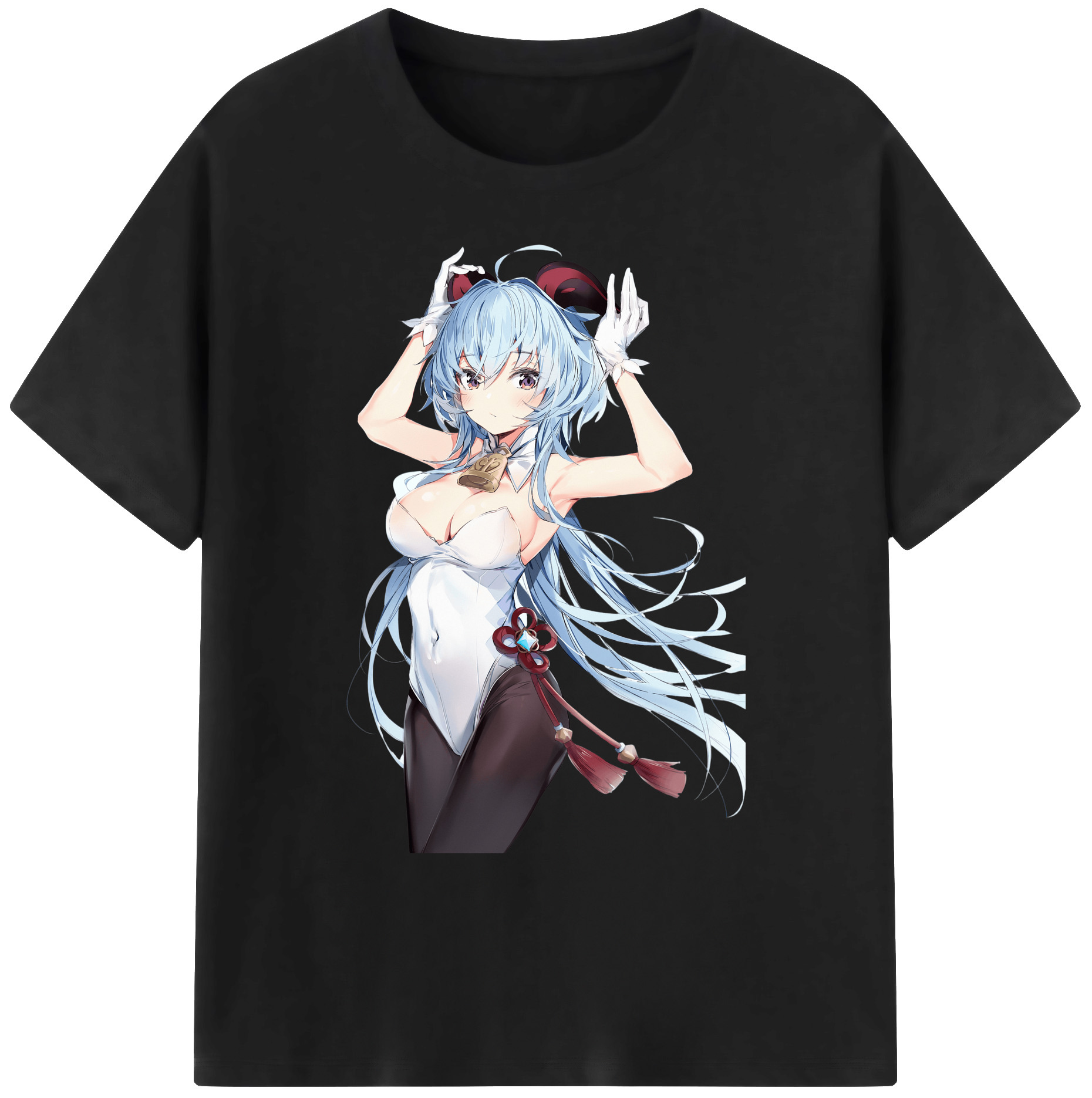 げんし神 甘雨 かんう genshin Ganyu 綿100％ メンズ半袖Tシャツ｜肌触りやわらか＆通気性