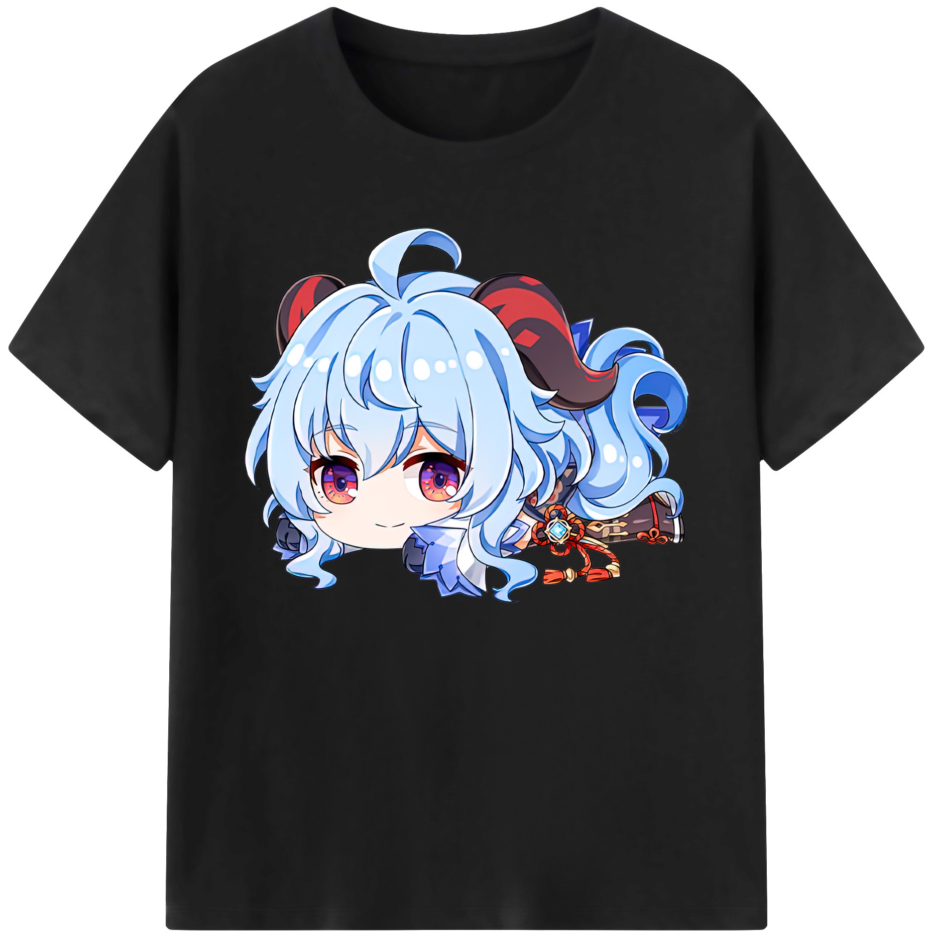 げんし神 甘雨 かんう genshin Ganyu 綿100％ メンズ半袖Tシャツ｜肌触りやわらか＆通気性