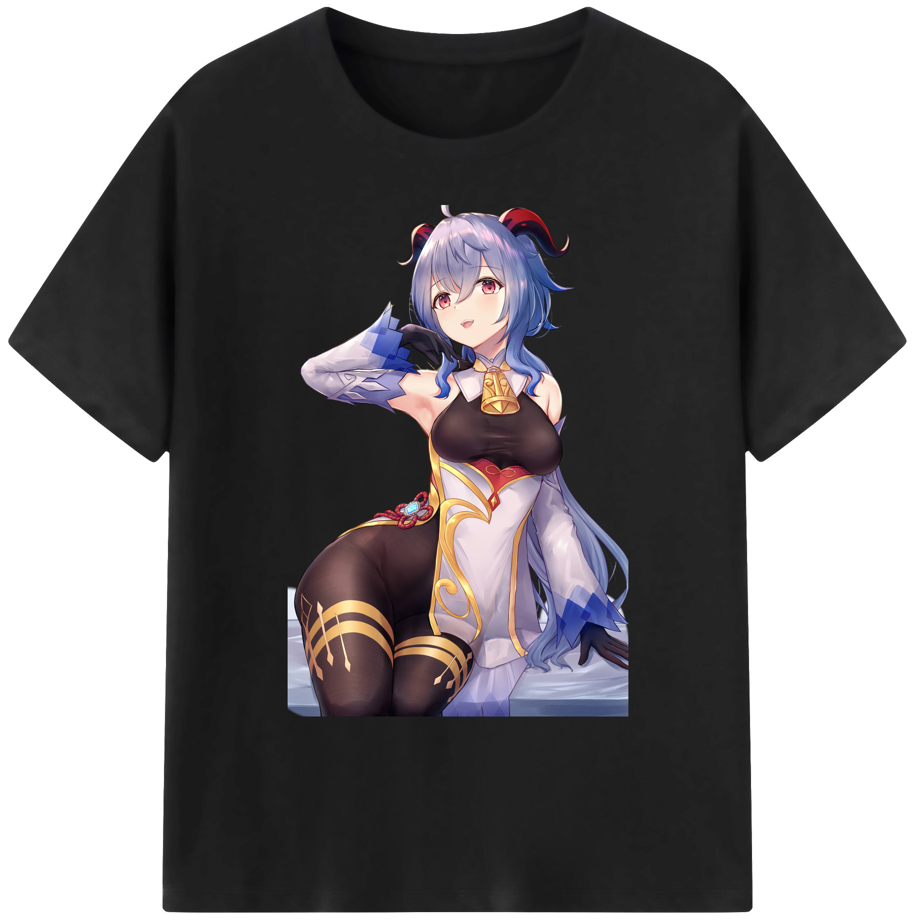 げんし神 甘雨 かんう genshin Ganyu 綿100％ メンズ半袖Tシャツ｜肌触りやわらか＆通気性