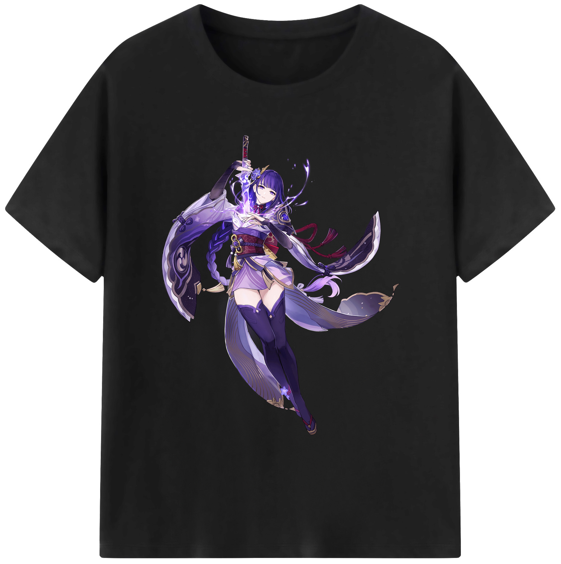 げんし神 雷電将軍 らいでんしょうぐん genshin Raiden Shogun 綿100％ メンズ半袖Tシャツ｜肌触りやわらか＆通気性