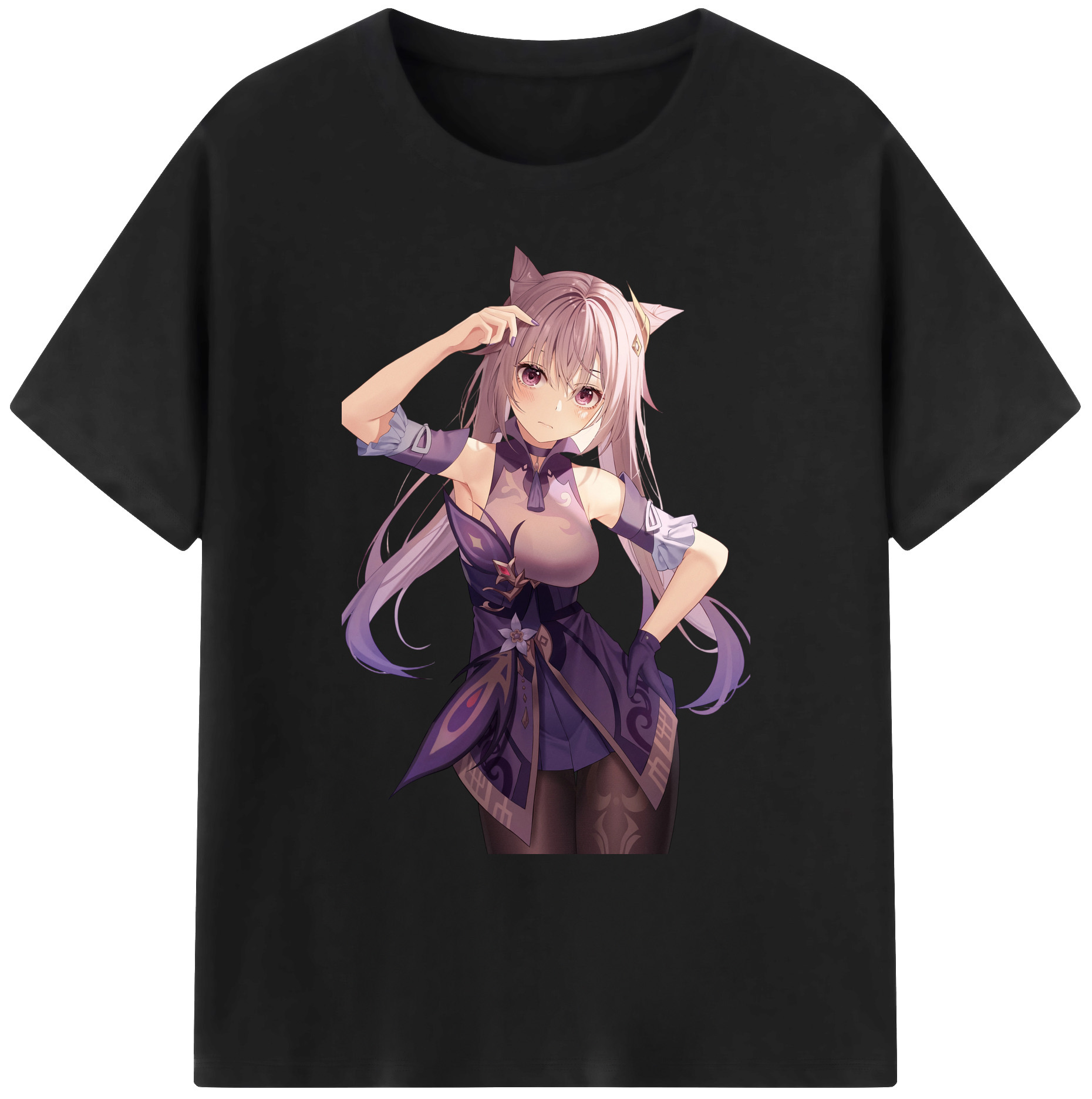 げんし神 刻晴 こくせい genshin Kokusei 綿100％ メンズ半袖Tシャツ｜肌触りやわらか＆通気性