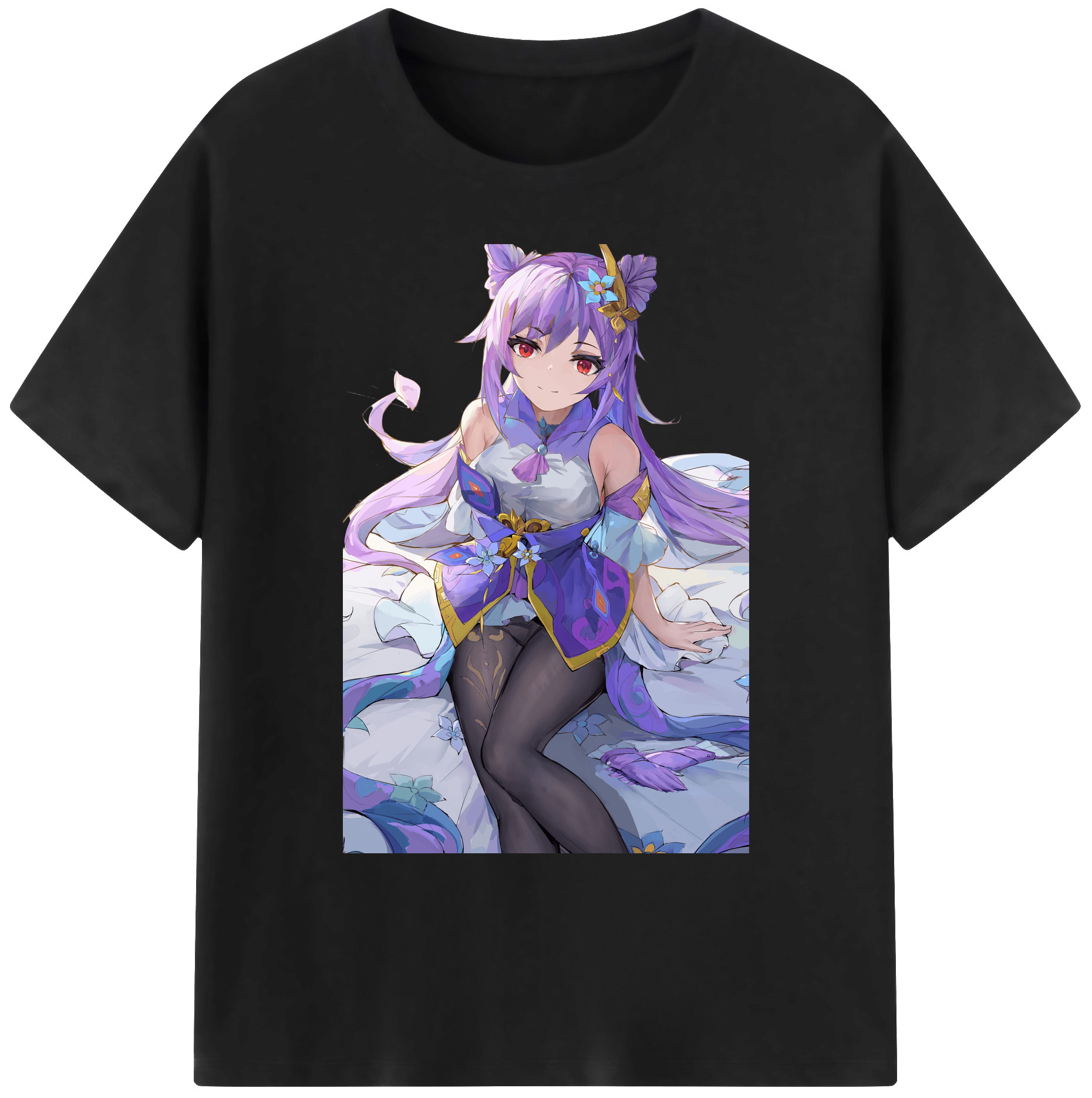 げんし神 刻晴 こくせい genshin Kokusei 綿100％ メンズ半袖Tシャツ｜肌触りやわらか＆通気性