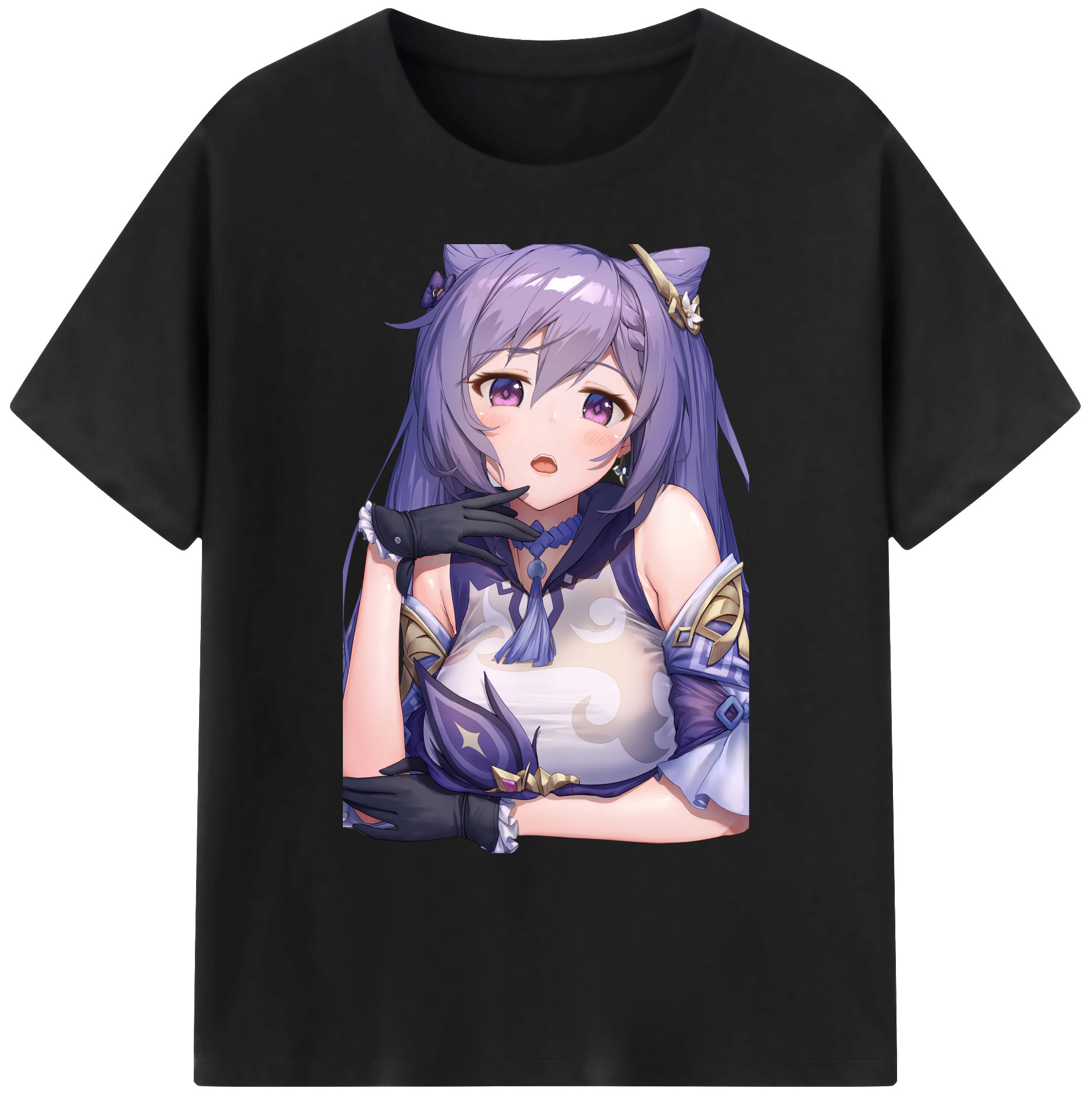 げんし神 刻晴 こくせい genshin Kokusei 綿100％ メンズ半袖Tシャツ｜肌触りやわらか＆通気性