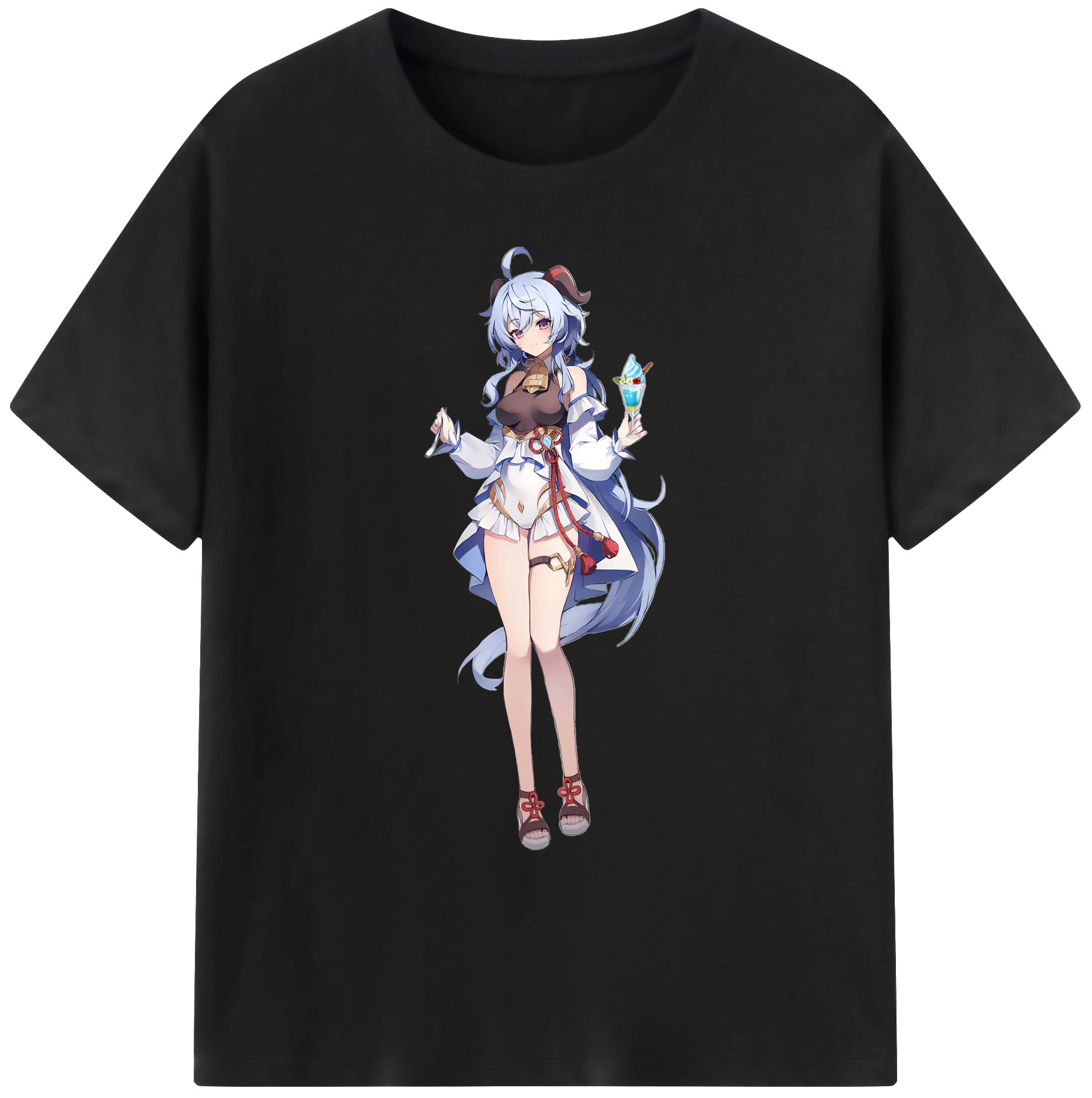 げんし神 甘雨 かんう genshin Ganyu 綿100％ メンズ半袖Tシャツ｜肌触りやわらか＆通気性