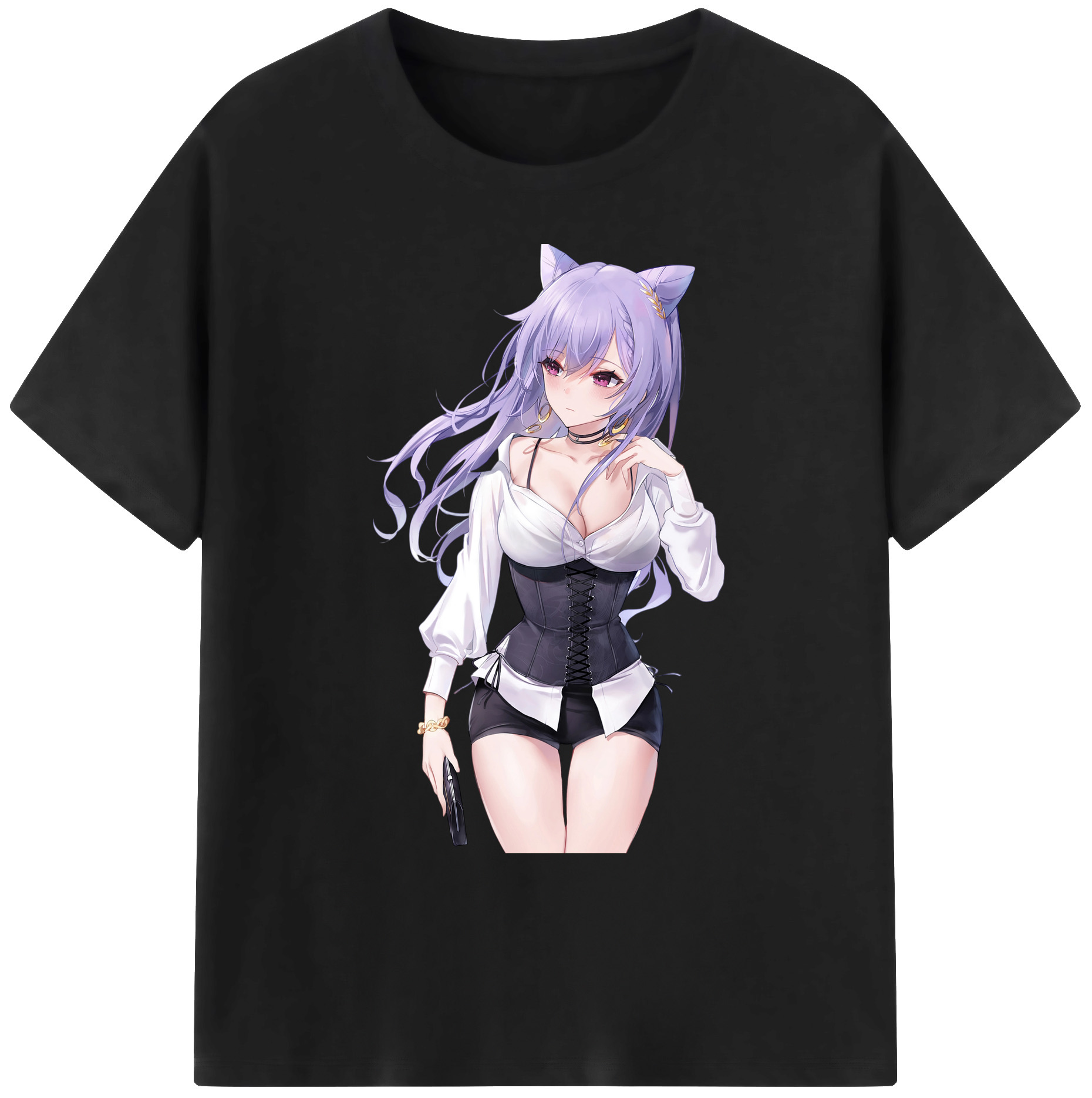 げんし神 刻晴 こくせい genshin Kokusei 綿100％ メンズ半袖Tシャツ｜肌触りやわらか＆通気性