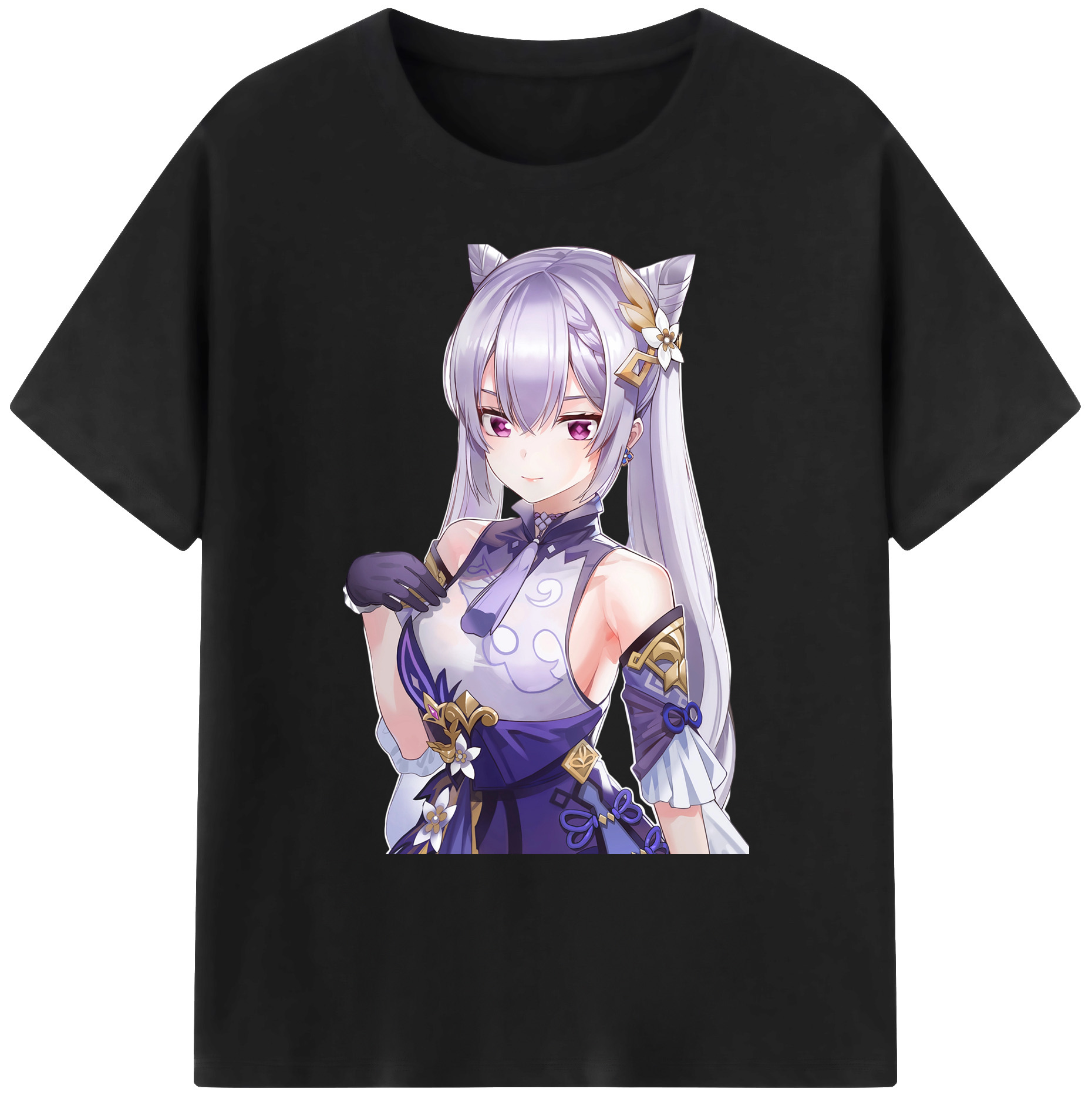 げんし神 刻晴 こくせい genshin Kokusei 綿100％ メンズ半袖Tシャツ｜肌触りやわらか＆通気性