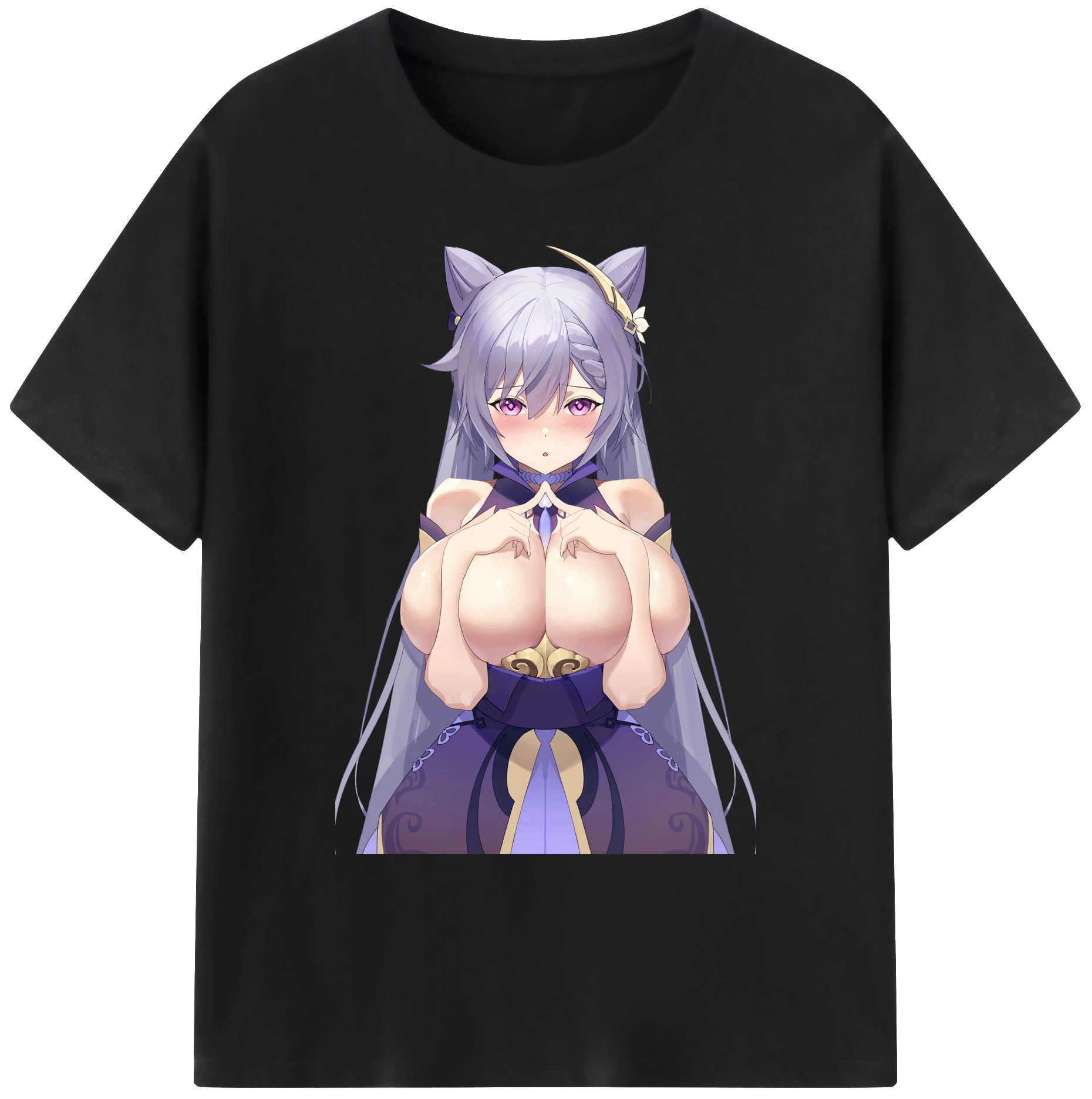 げんし神 刻晴 こくせい genshin Kokusei 綿100％ メンズ半袖Tシャツ｜肌触りやわらか＆通気性