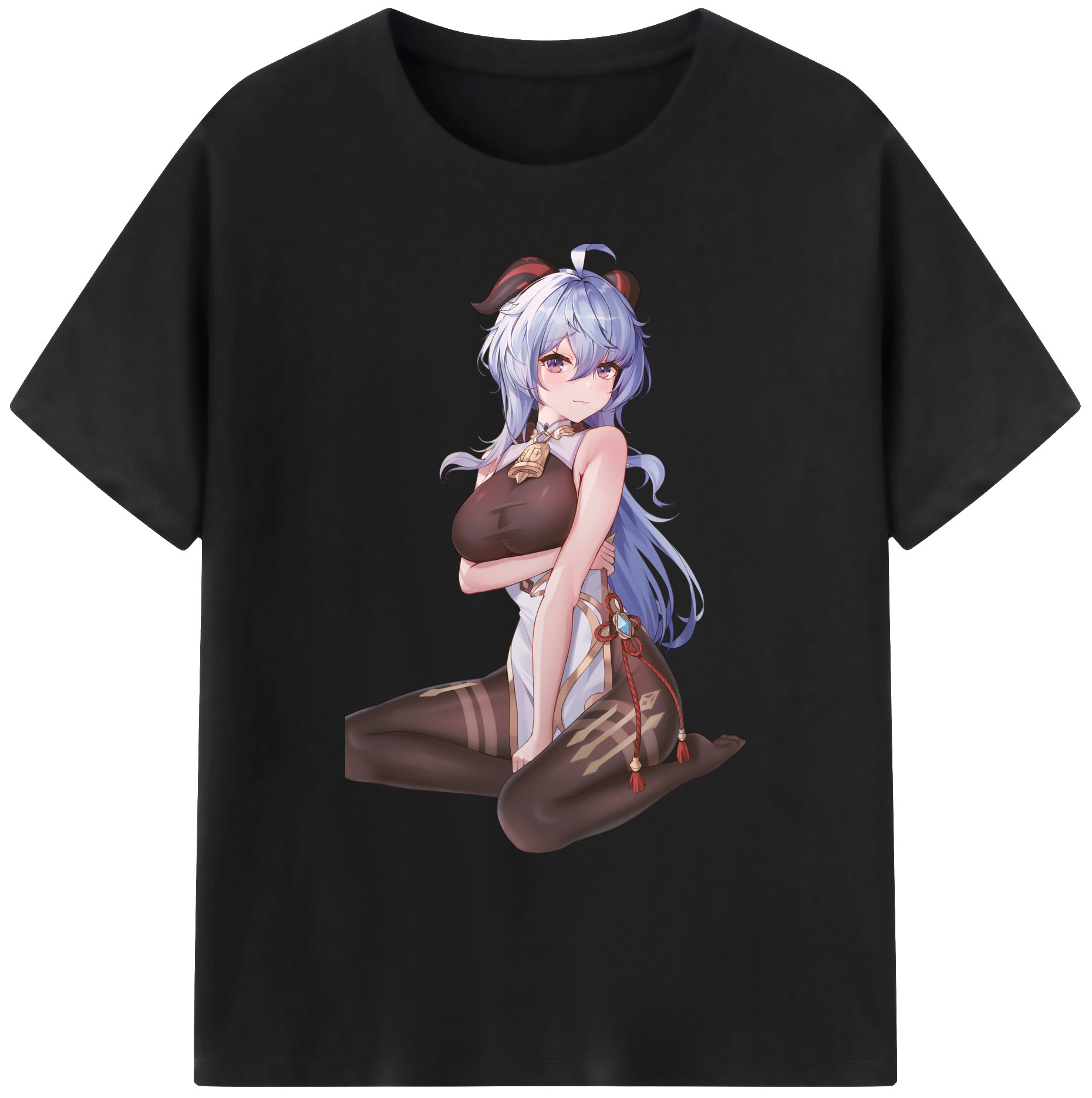 げんし神 甘雨 かんう genshin Ganyu 綿100％ メンズ半袖Tシャツ｜肌触りやわらか＆通気性