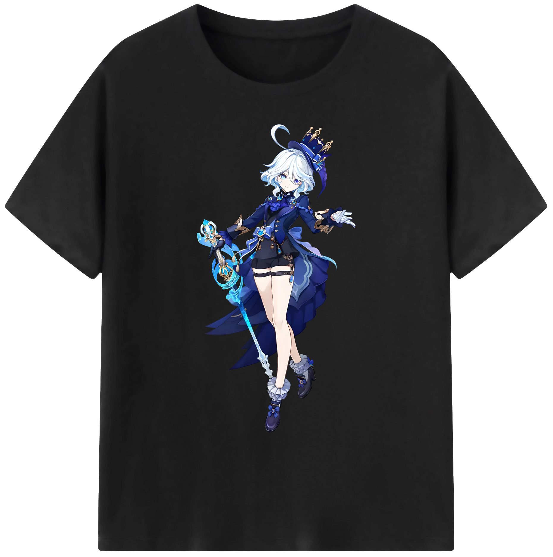 げんし神 フリーナ genshin Furina 綿100％ メンズ半袖Tシャツ｜肌触りやわらか＆通気性