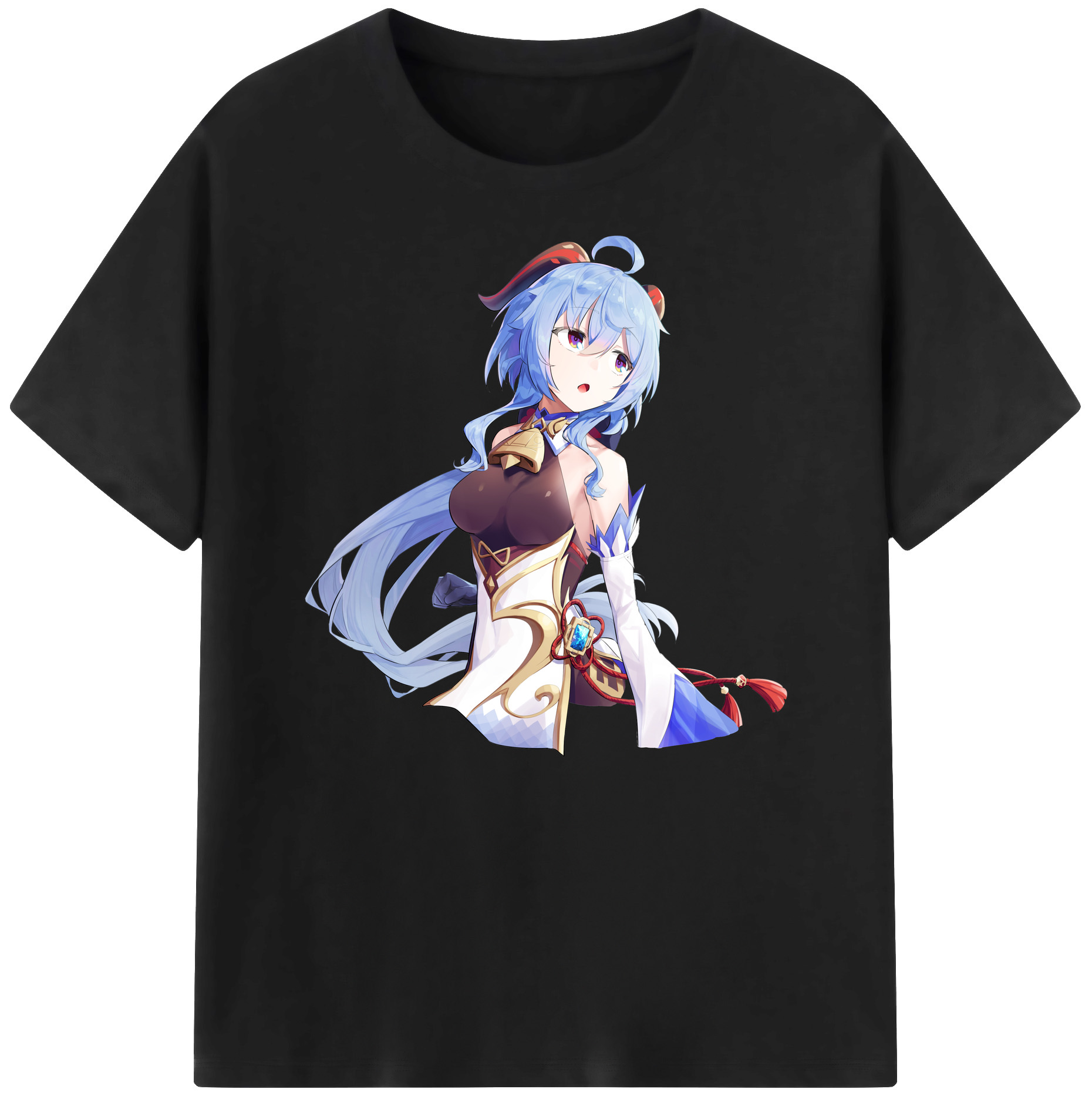 げんし神 甘雨 かんう genshin Ganyu 綿100％ メンズ半袖Tシャツ｜肌触りやわらか＆通気性