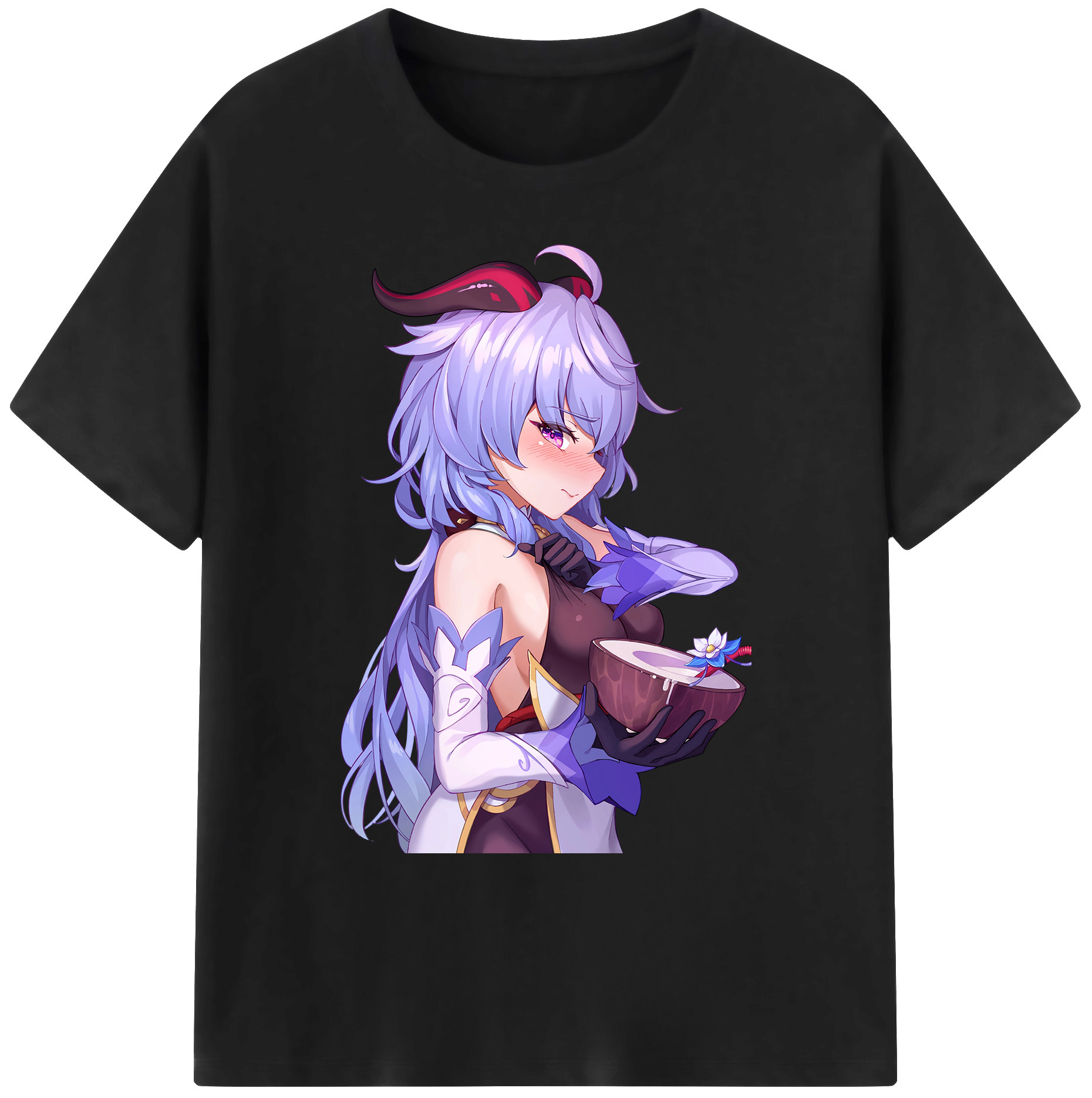 げんし神 甘雨 かんう genshin Ganyu 綿100％ メンズ半袖Tシャツ｜肌触りやわらか＆通気性