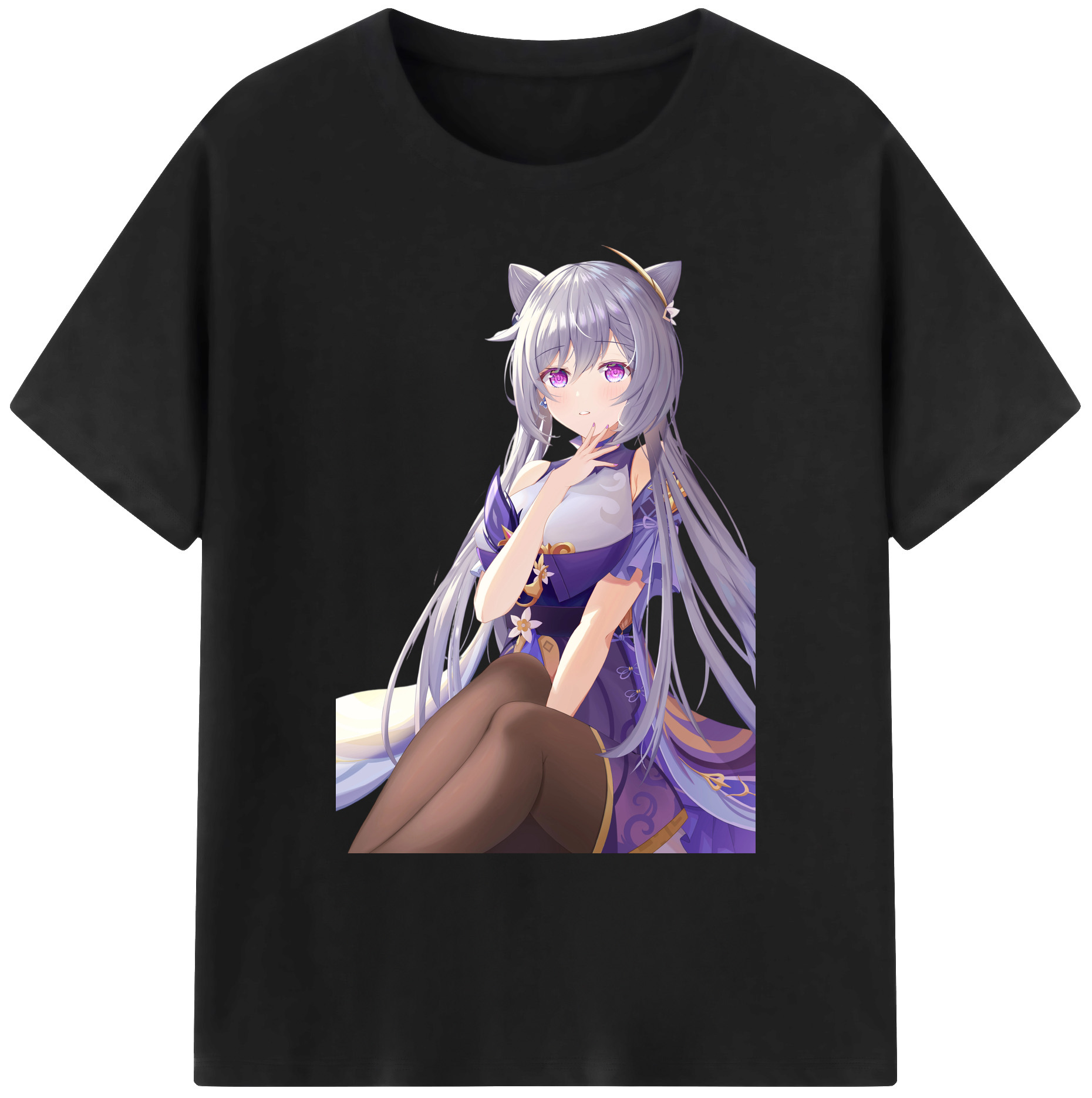 げんし神 刻晴 こくせい genshin Kokusei 綿100％ メンズ半袖Tシャツ｜肌触りやわらか＆通気性