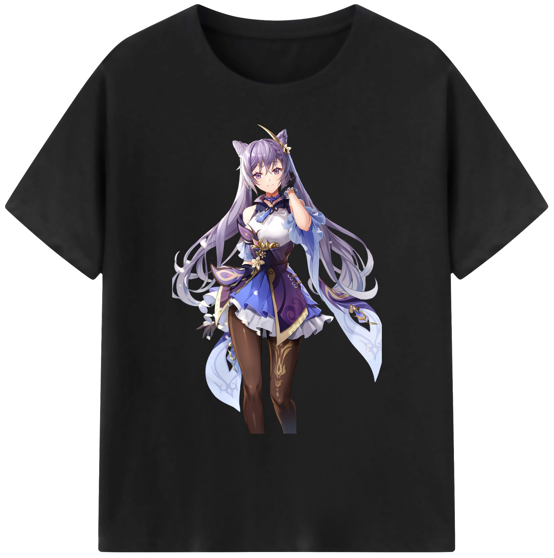げんし神 刻晴 こくせい genshin Kokusei 綿100％ メンズ半袖Tシャツ｜肌触りやわらか＆通気性
