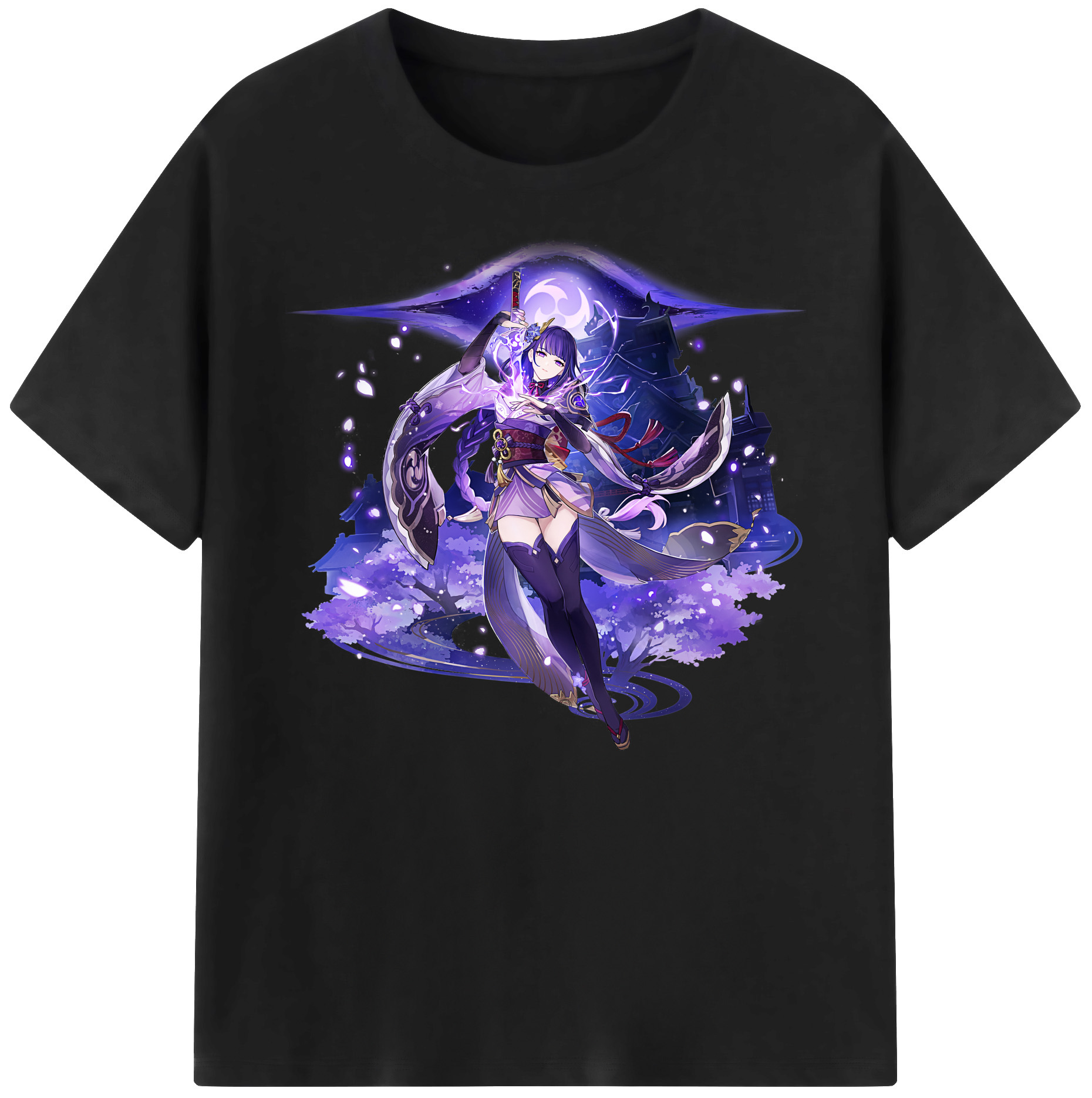 げんし神 雷電将軍 らいでんしょうぐん genshin Raiden Shogun 綿100％ メンズ半袖Tシャツ｜肌触りやわらか＆通気性