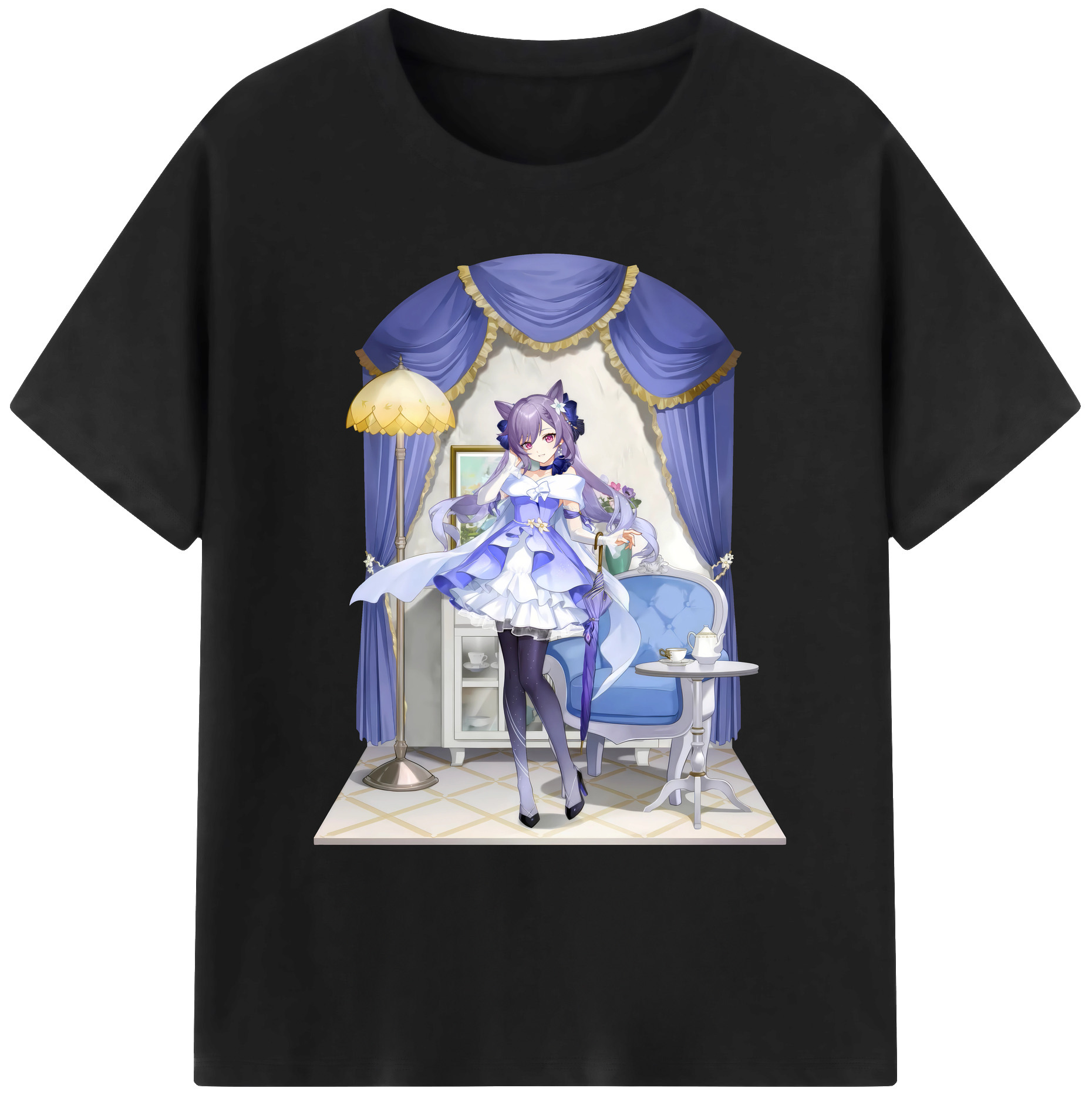 げんし神 刻晴 こくせい genshin Kokusei 綿100％ メンズ半袖Tシャツ｜肌触りやわらか＆通気性