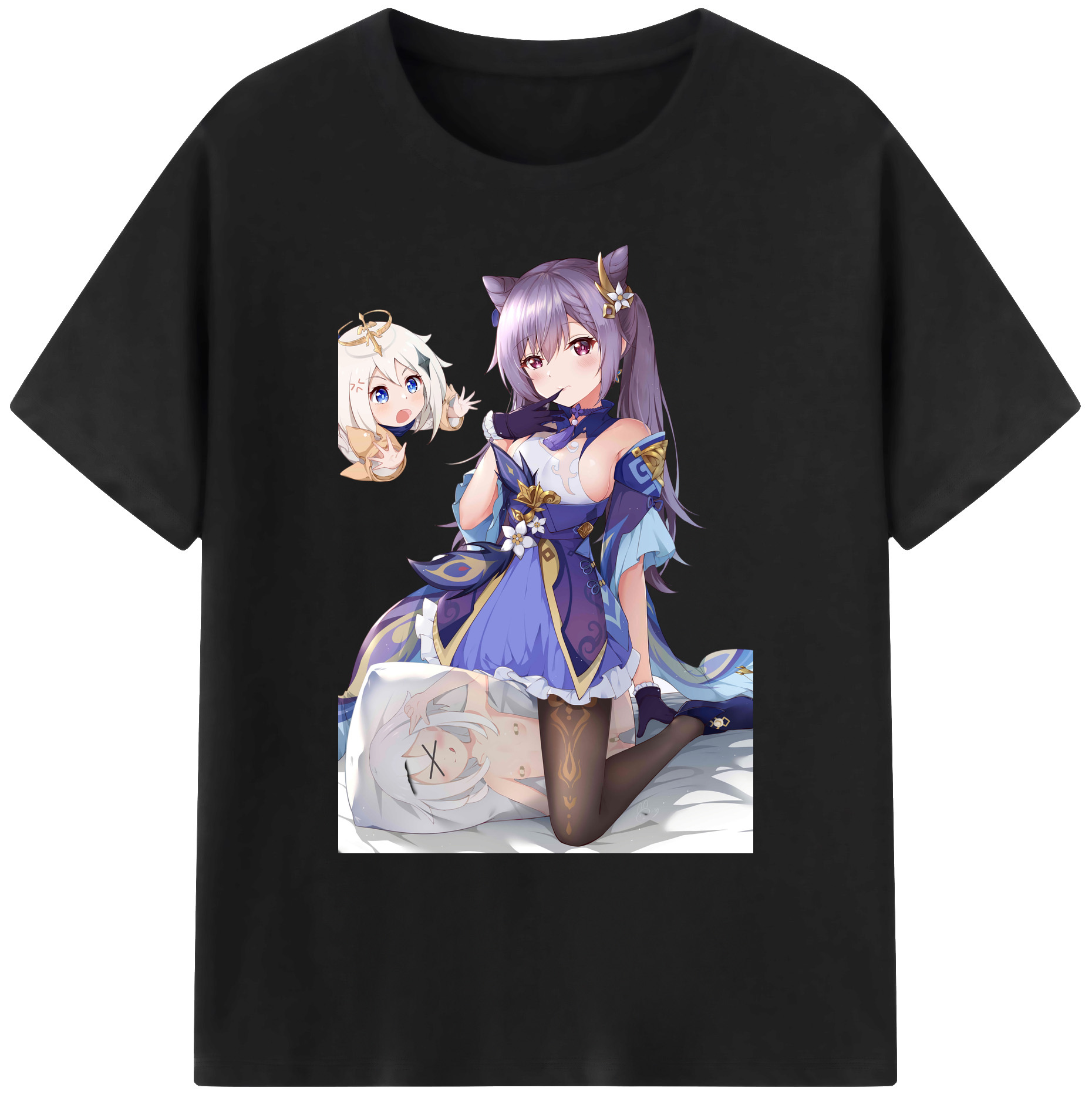 げんし神 刻晴 こくせい genshin Kokusei 綿100％ メンズ半袖Tシャツ｜肌触りやわらか＆通気性