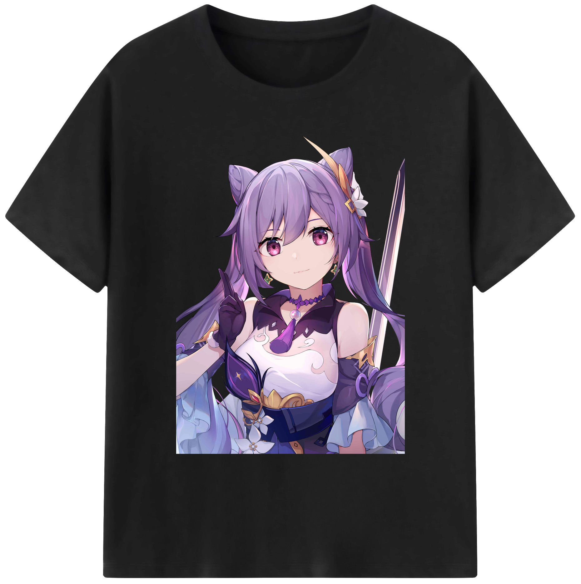 げんし神 刻晴 こくせい genshin Kokusei 綿100％ メンズ半袖Tシャツ｜肌触りやわらか＆通気性